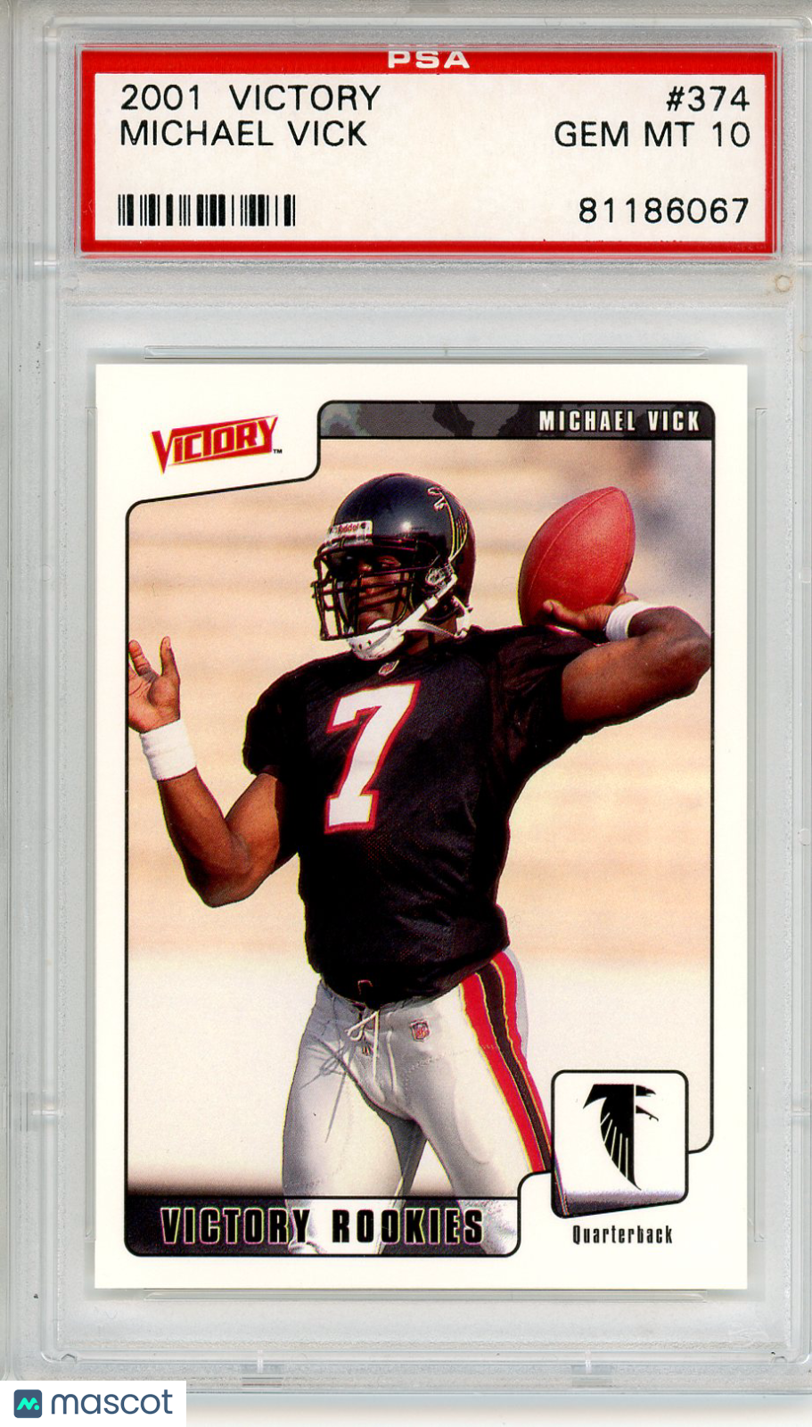 2001 Victory Michael Vick Rookie #374 PSA 10 GEM MINT Atlanta Falcons - Graded Sports Cards