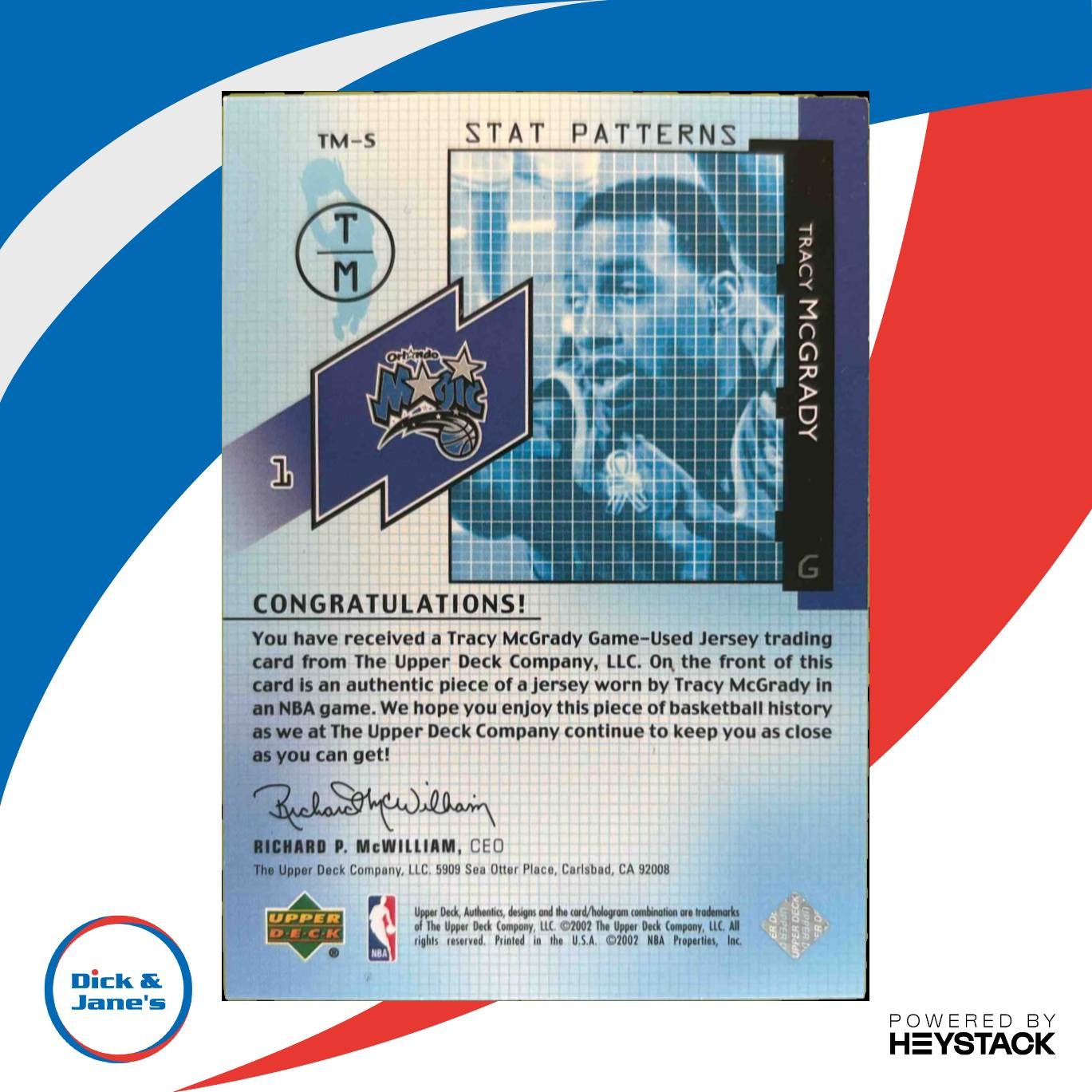 2002-03 Upper Deck Authentics Tracy McGrady Stat Patterns /500 Game-Used - Sports Cards