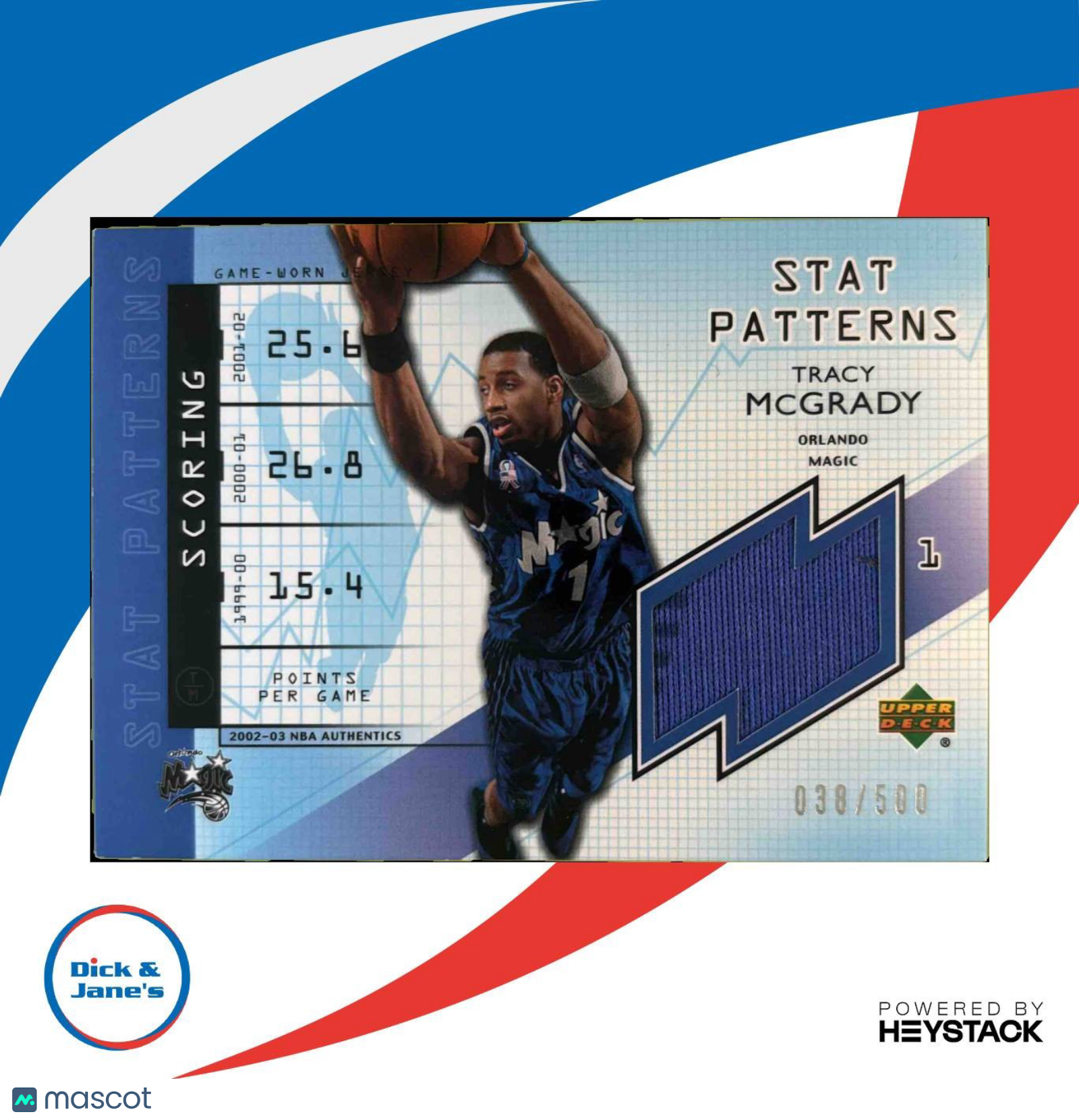 2002-03 Upper Deck Authentics Tracy McGrady Stat Patterns /500 Game-Used - Sports Cards