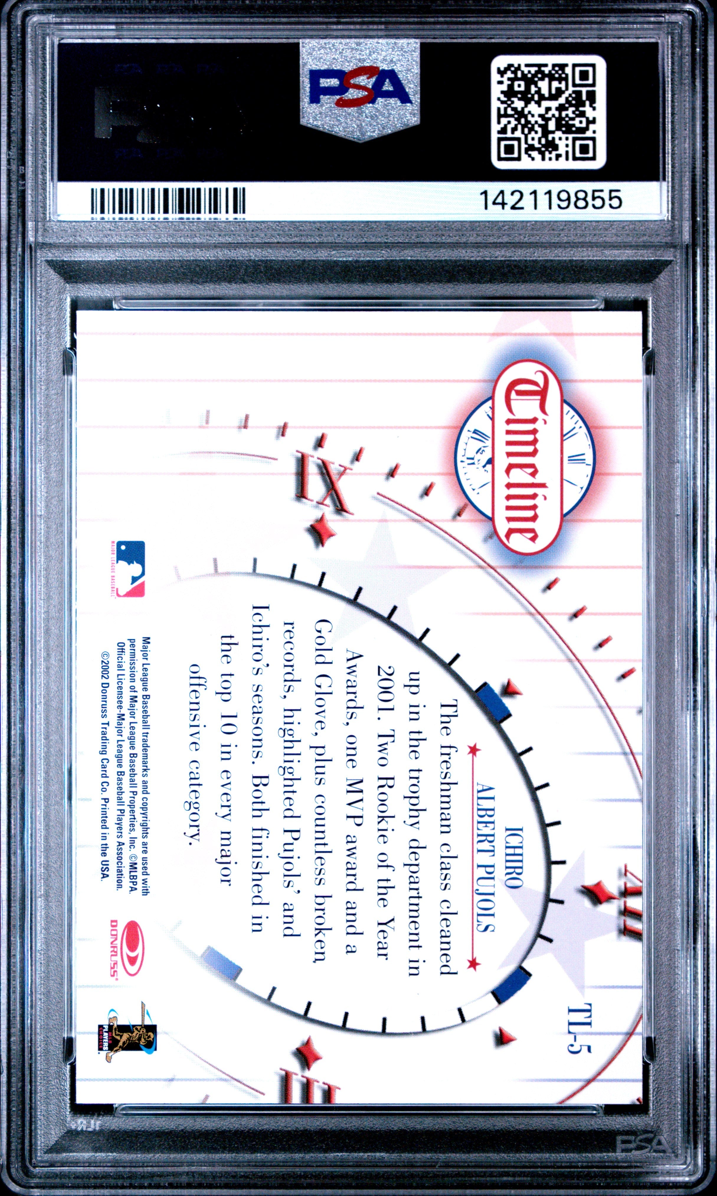 2002 Donruss Diamond Kings Timeline A. Pujols I. Suzuki #TL-5 PSA 9 - Graded Sports Cards