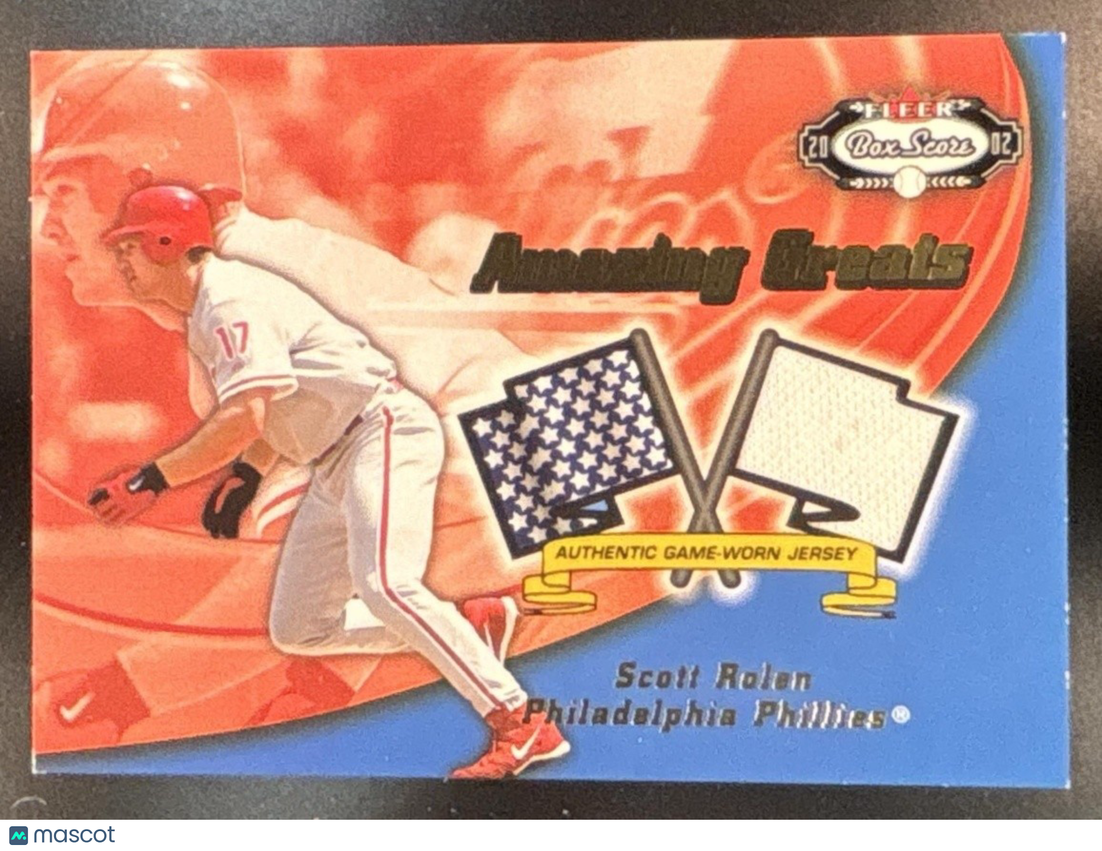 2002 Fleer Box Score Scott Rolen Amazing Greats Single Swatch MEM Phillies - Sports Cards