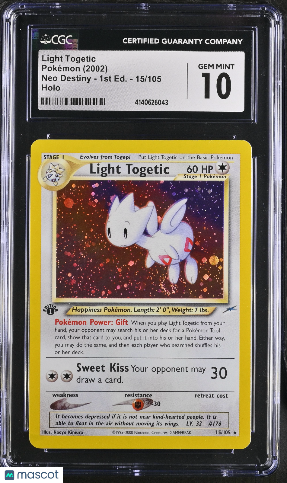 2002 Neo Destiny - 1st Edition Pokémon Light Togetic #15/105 CGC 10 - Graded TCG/CCG