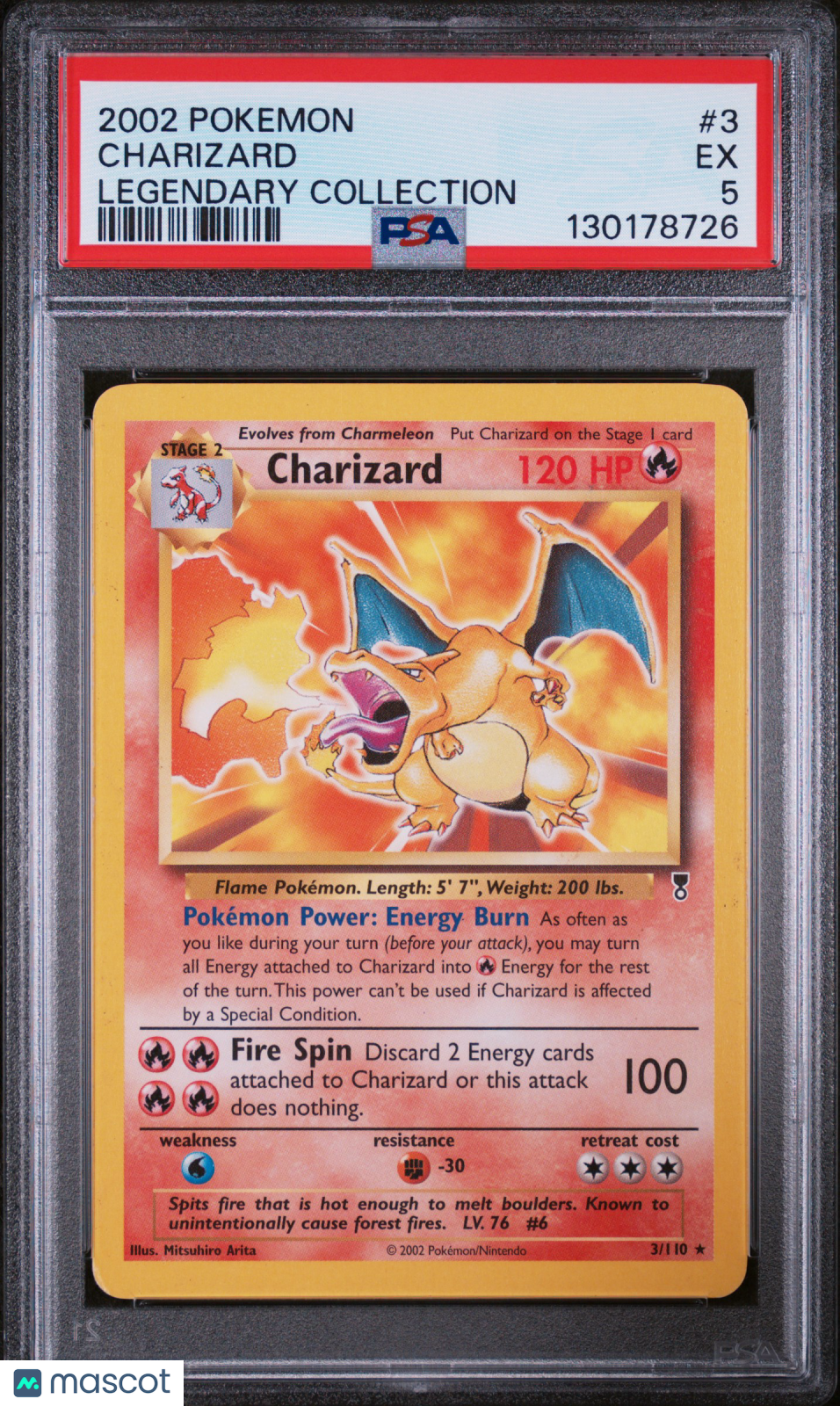 2002 Pokemon Legendary Collection Charizard #3 PSA 5 - Graded TCG/CCG