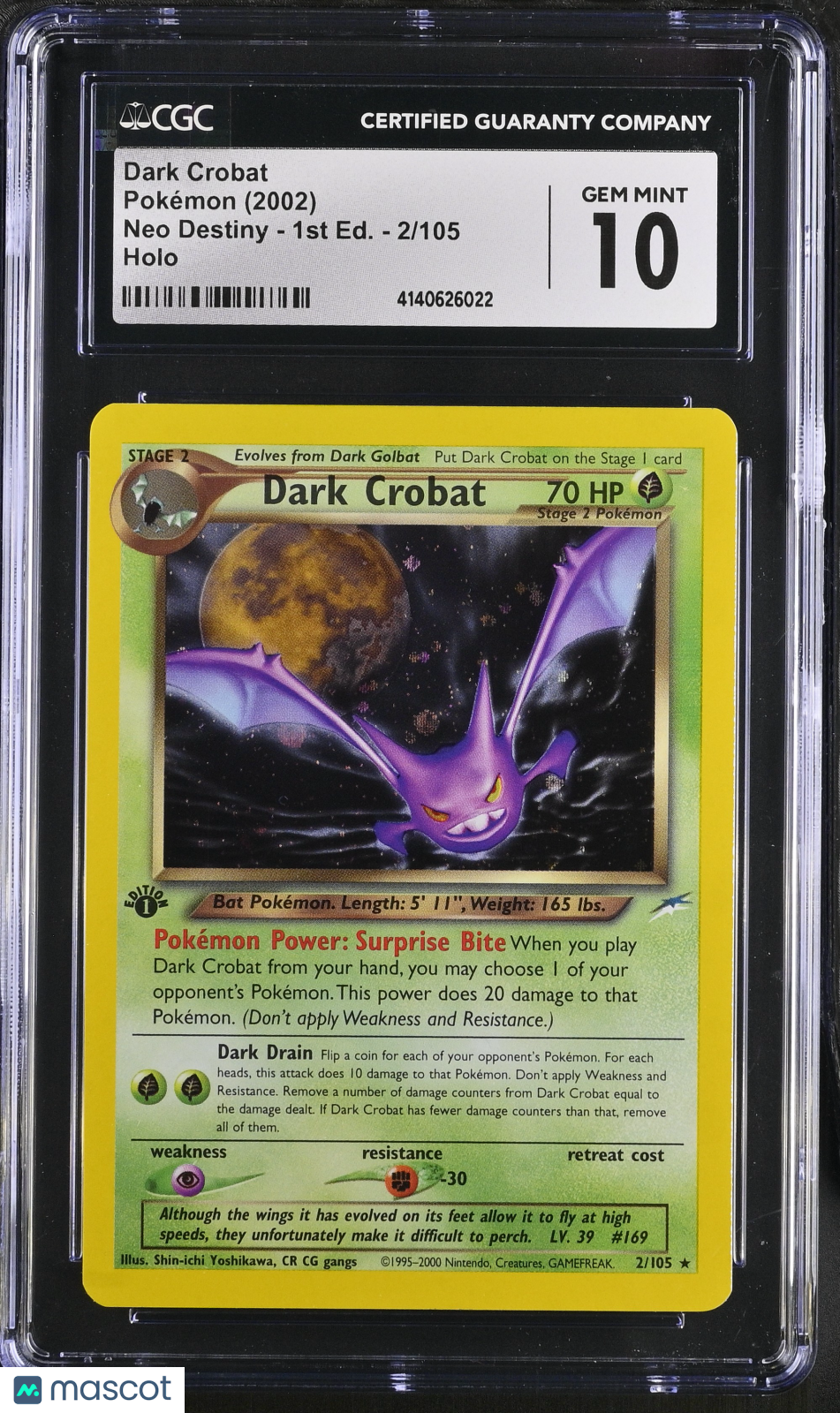 2002 Pokemon Neo Destiny Dark Crobat #2/105 1st Edition CGC 10 GEM MINT - Graded TCG/CCG