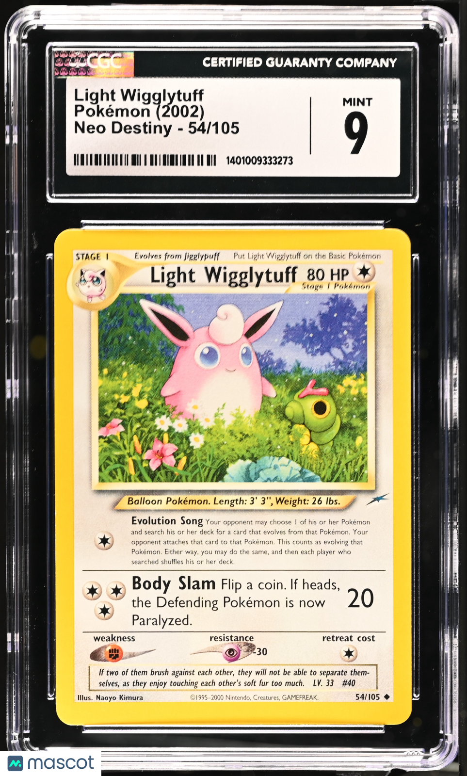 2002 Pokemon Neo Destiny Light Wigglytuff #54/105 CGC 9 MINT - Graded TCG/CCG