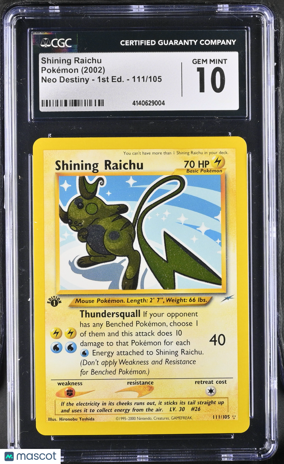 2002 Pokemon Neo Destiny Shining Raichu #111/105 1st Edition CGC 10 - Graded TCG/CCG