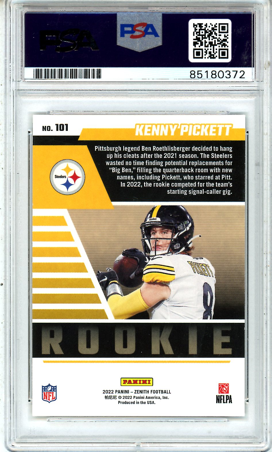 2002 Zenith Kenny Pickett On Card #101 PSA Authentic GEM MINT 10 Rookie Auto - Graded Sports Cards