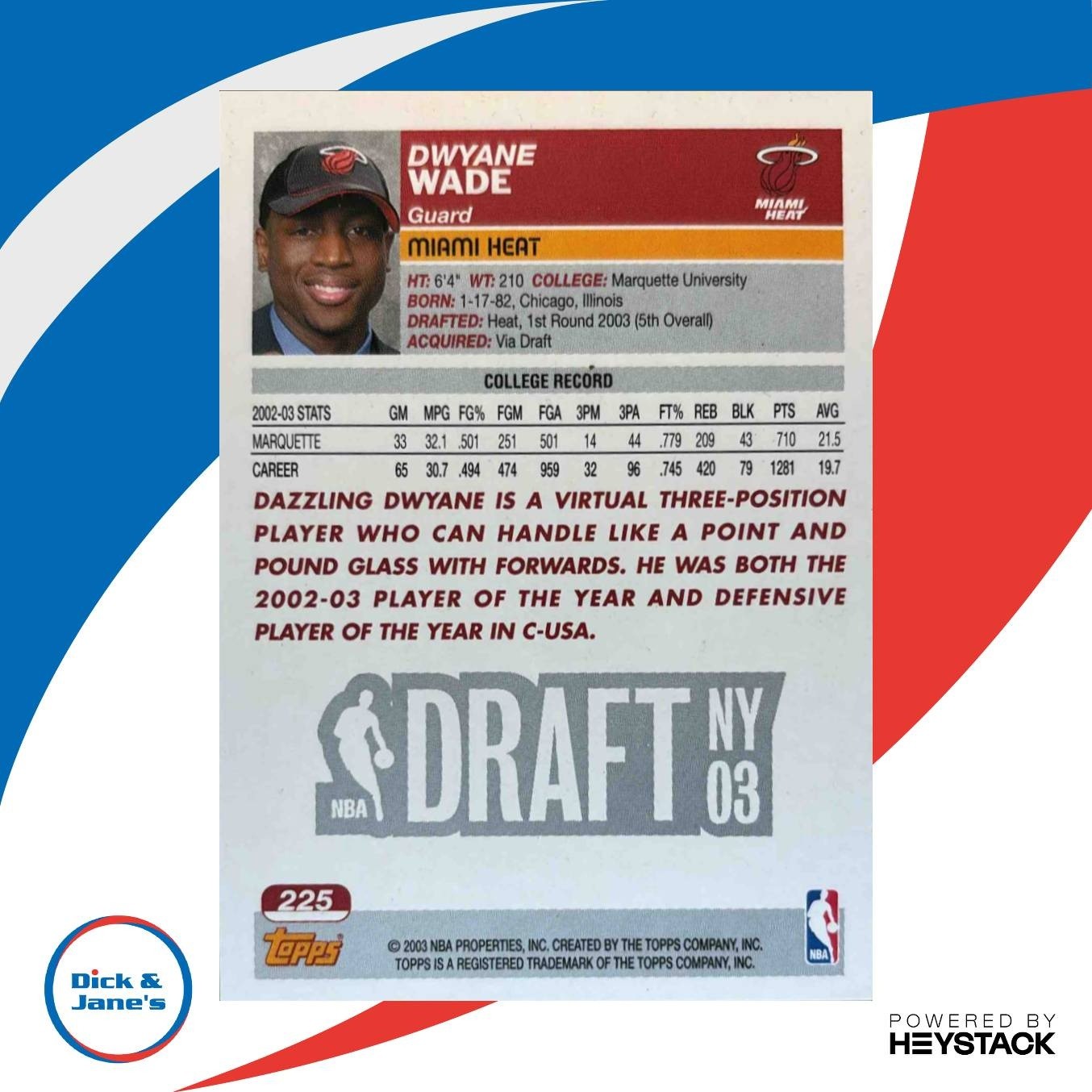 2003-04 Topps Dwyane Wade #225 RC Miami Heat - Sports Cards