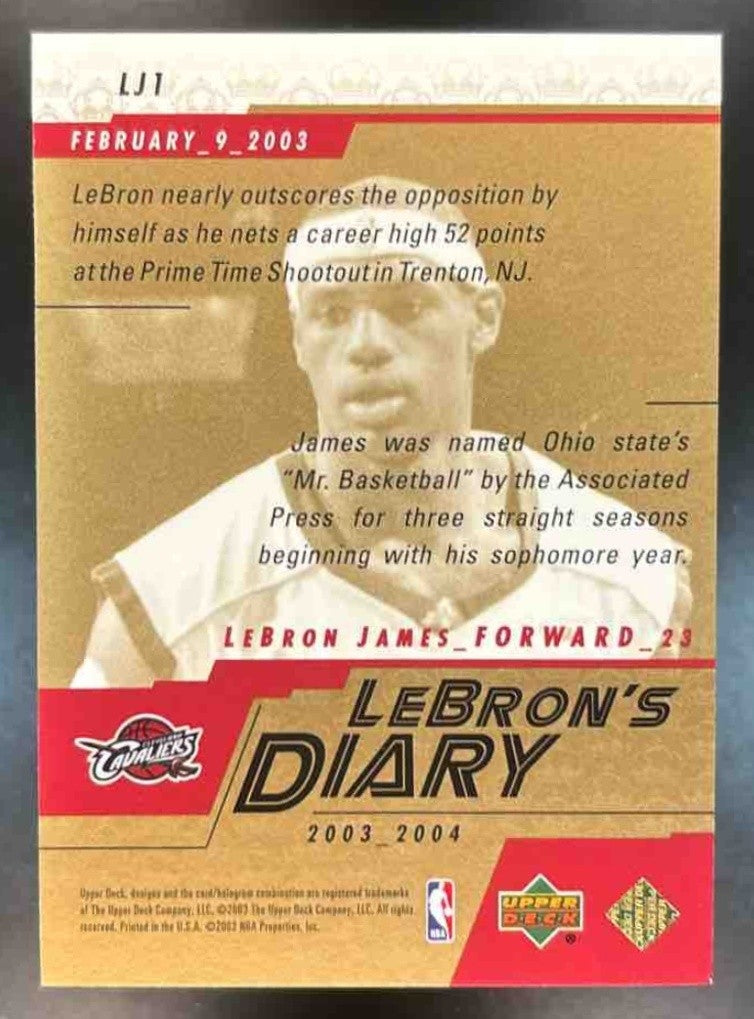 2003-04 Upper Deck LeBron James LeBron’s Diary RC Cleveland Cavaliers - Sports Cards