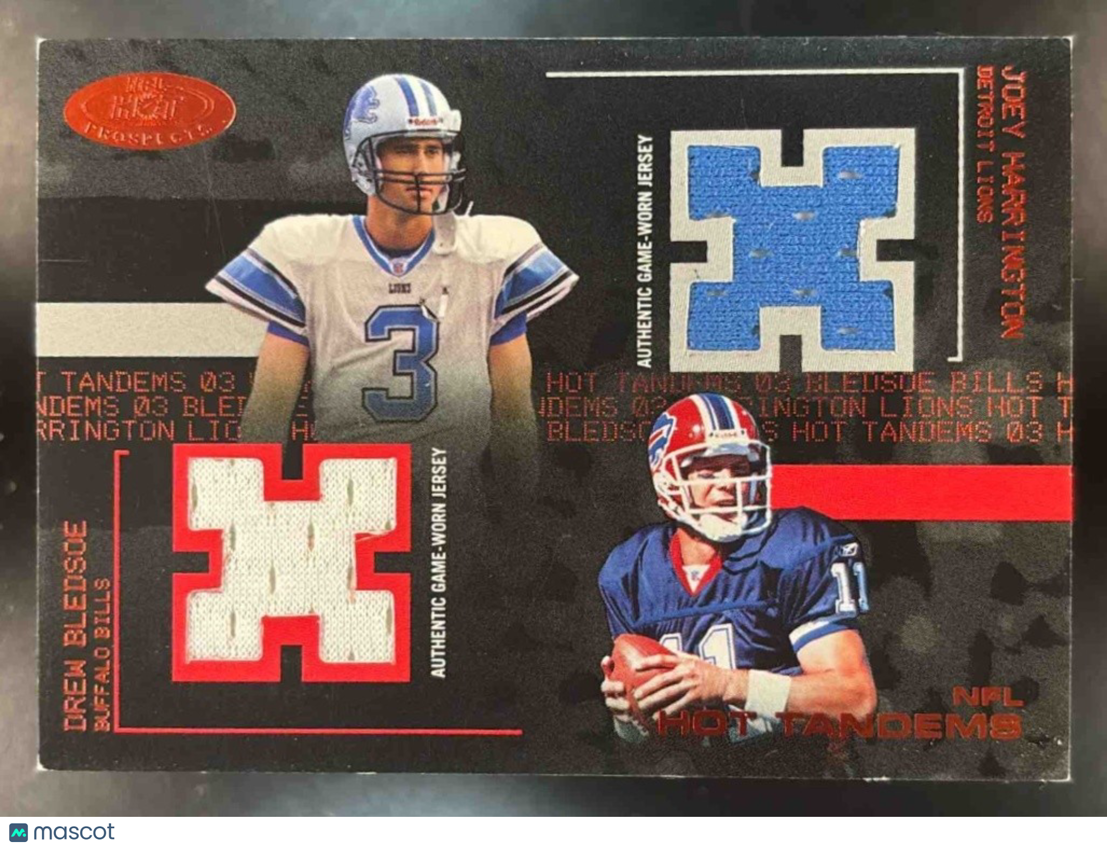 2003 Fleer Hot Prospects Joey Harrington Drew Bledsoe Tandems Red /10 #JH-DB - Sports Cards