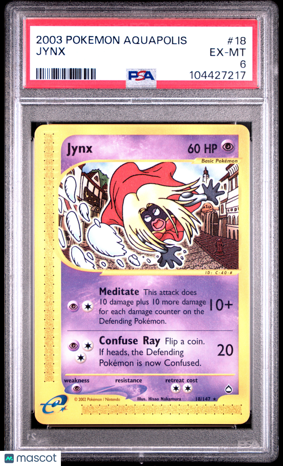 2003 Pokemon Aquapolis Jynx #18 PSA 6 - Graded TCG/CCG