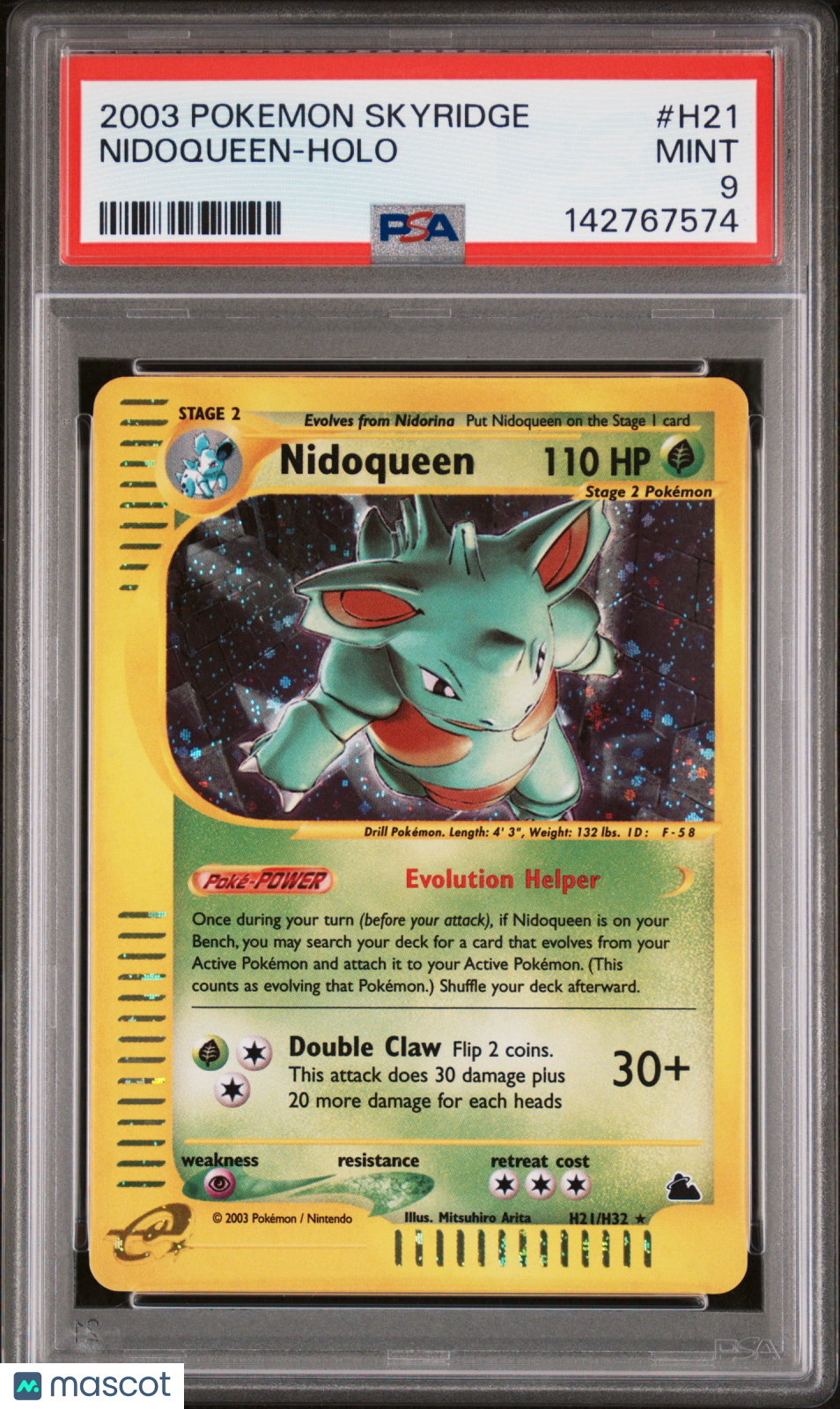 2003 Pokemon Skyridge Nidoqueen #H21 HOLO PSA 9 MINT - Graded TCG/CCG