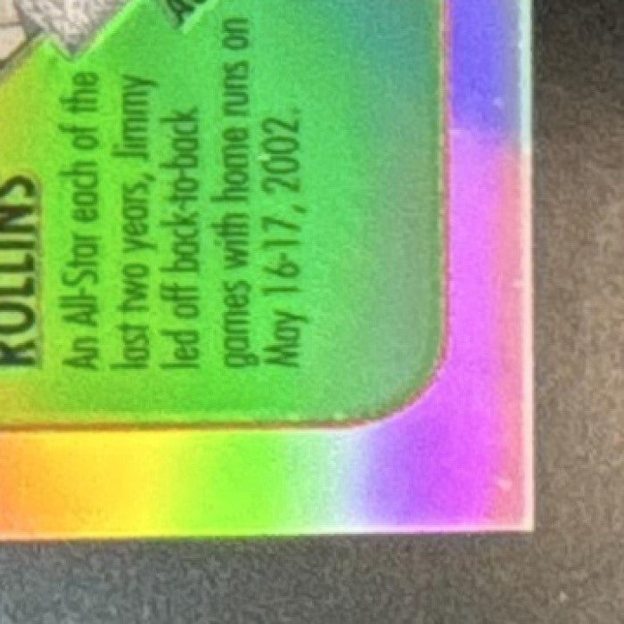 2003 Topps Chrome Jimmy Rollins Blue Backs Relics Refractor MEM Phillies - Sports Cards