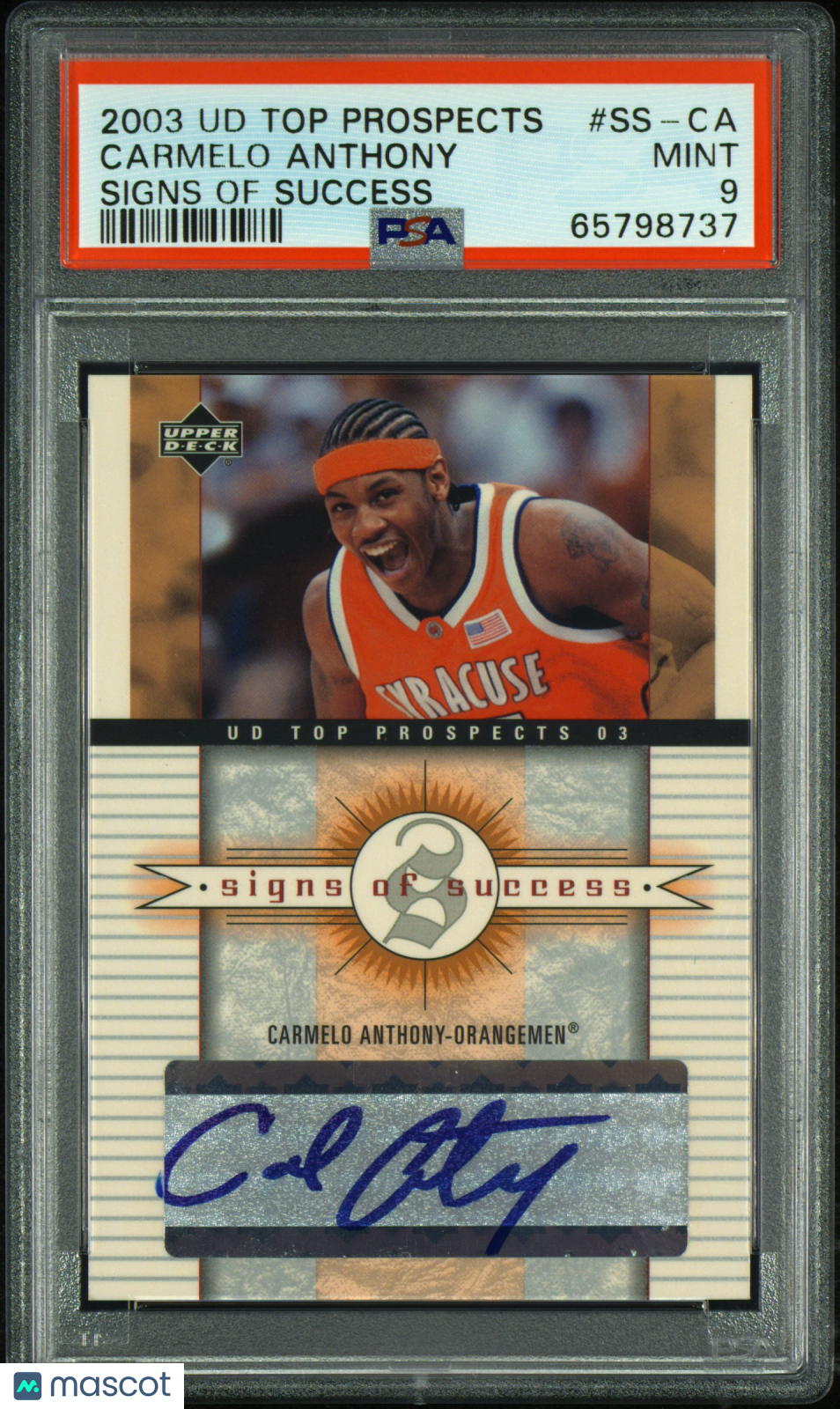 2003 Upper Deck Top Prospects Signs of Success Carmelo Anthony Rookie PSA 9 MINT - Graded Sports Cards