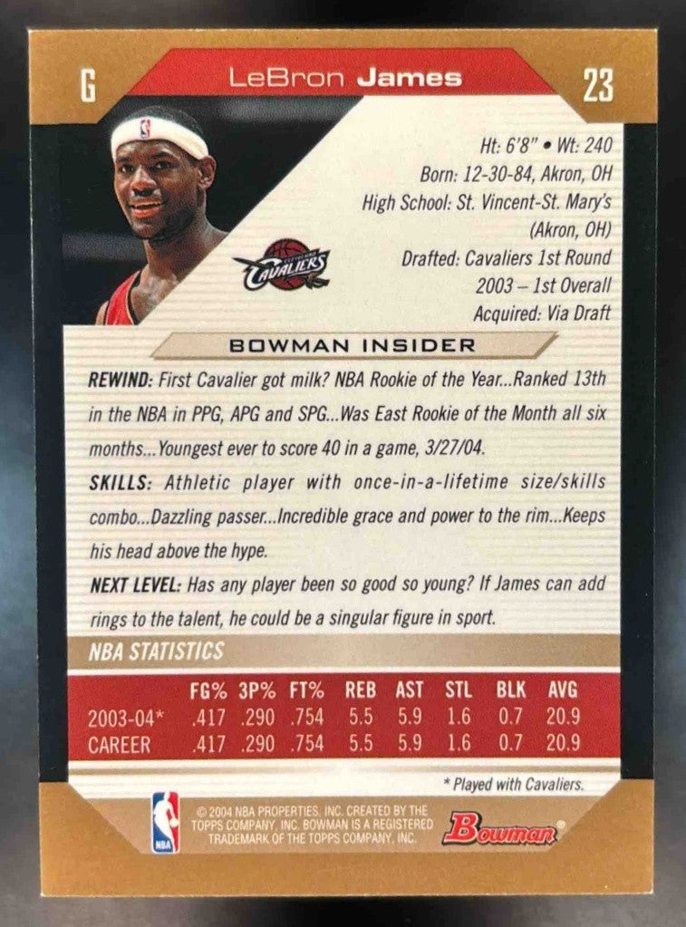 2004-05 Bowman LeBron James Gold #23 Cleveland Cavaliers - Sports Cards