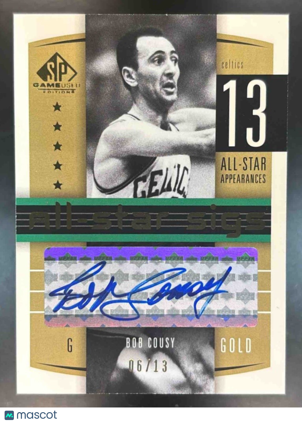 2004-05 SP Game Used Bob Cousy All Star Sigs Gold /13 #AS-BC Auto Boston Celtics - Sports Cards
