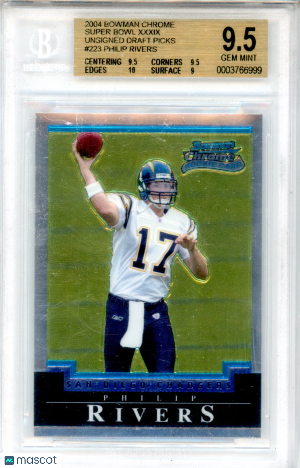 2004 Bowman Chrome Super Bowl XXXIX Draft Picks Philip Rivers #223 BGS 9.5 - Graded Sports Cards