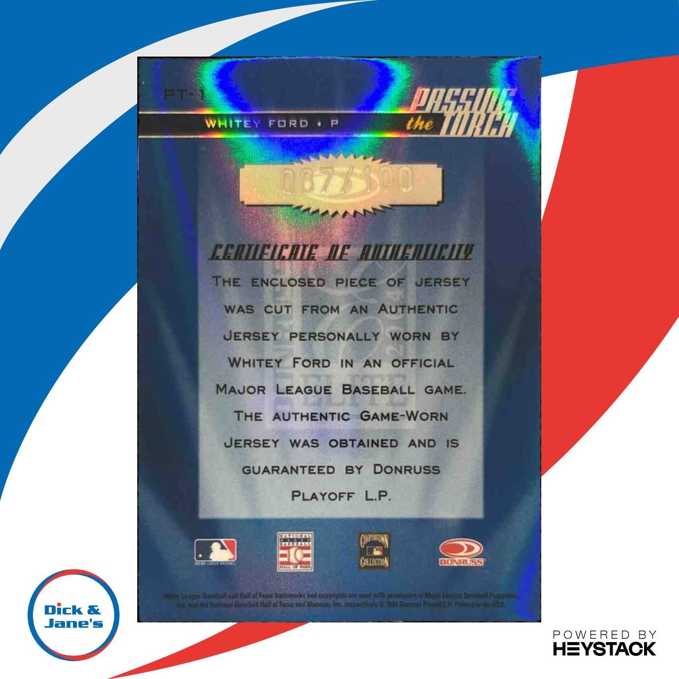 2004 Donruss Elite Whitey Ford Passing the Torch Jerseys /100 New York Yankees - Sports Cards