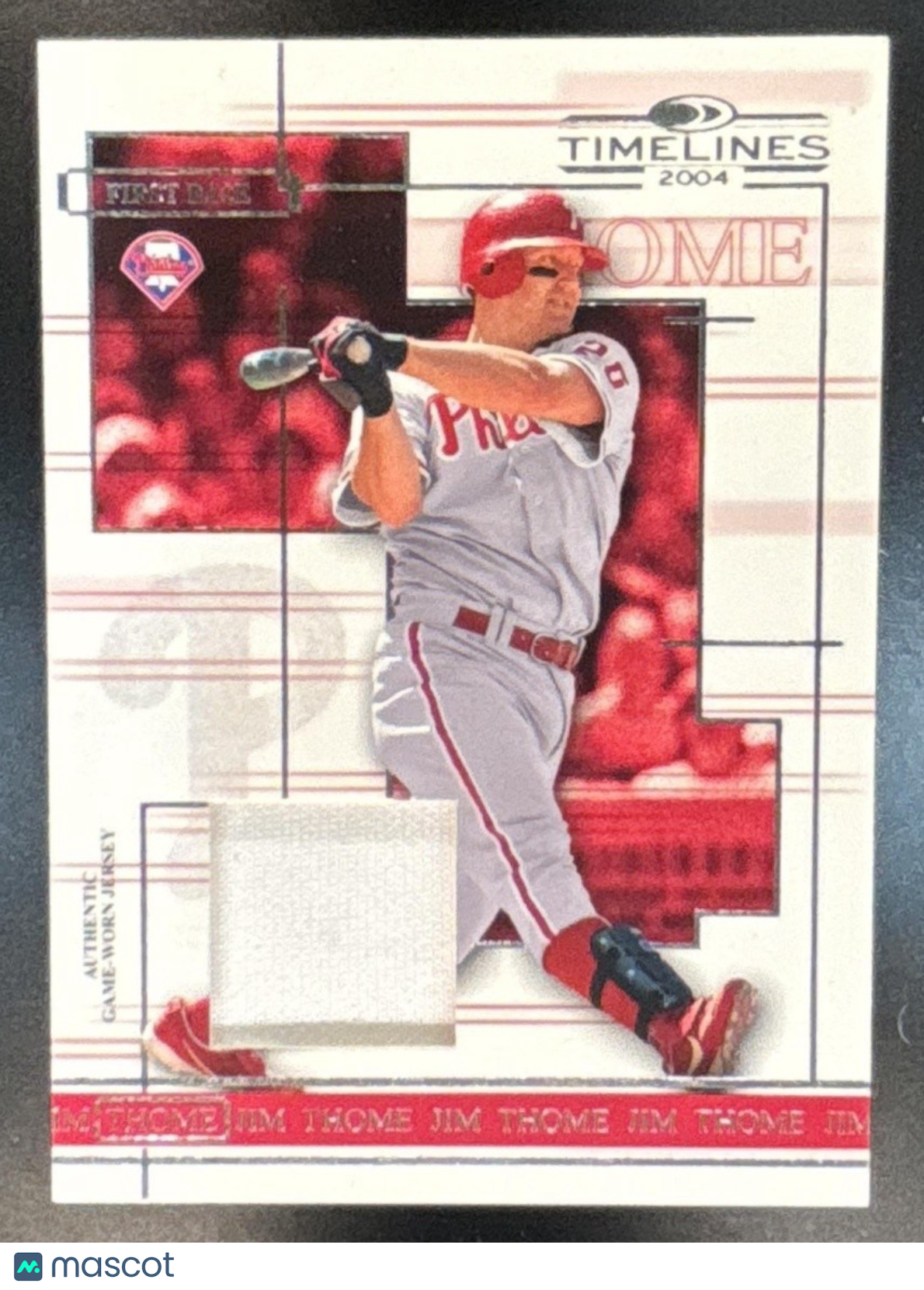 2004 Donruss Timelines Jim Thome Material MEM #25 Philadelphia Phillies - Sports Cards