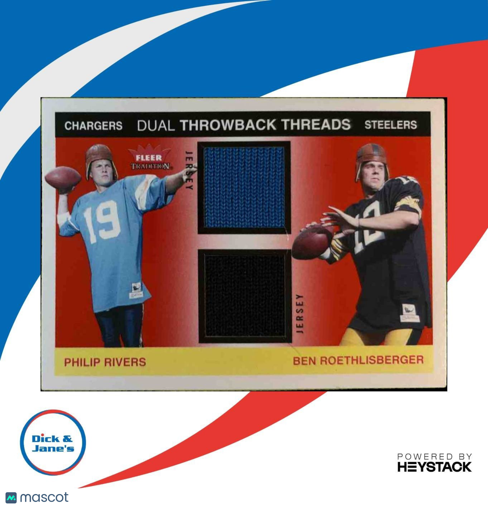 2004 Fleer Tradition Philip River Ben Roethlisberger RC Throwback DualPatch /100 - Sports Cards