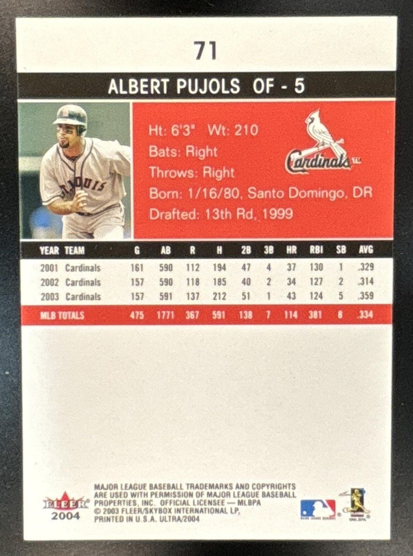 2004 Fleer Ultra Albert Pujols #71 Cardinals - Sports Cards