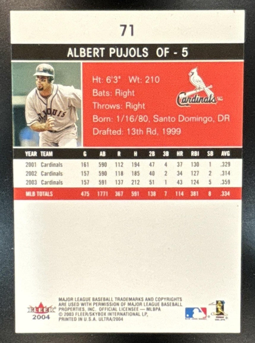 2004 Fleer Ultra Albert Pujols #71 St. Louis Cardinals - Sports Cards