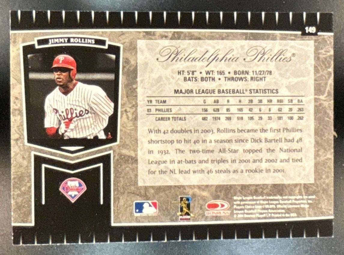 2004 Leaf Certified Cuts Jimmy Rollins #149 Philadelphia Phillies - Sports Cards