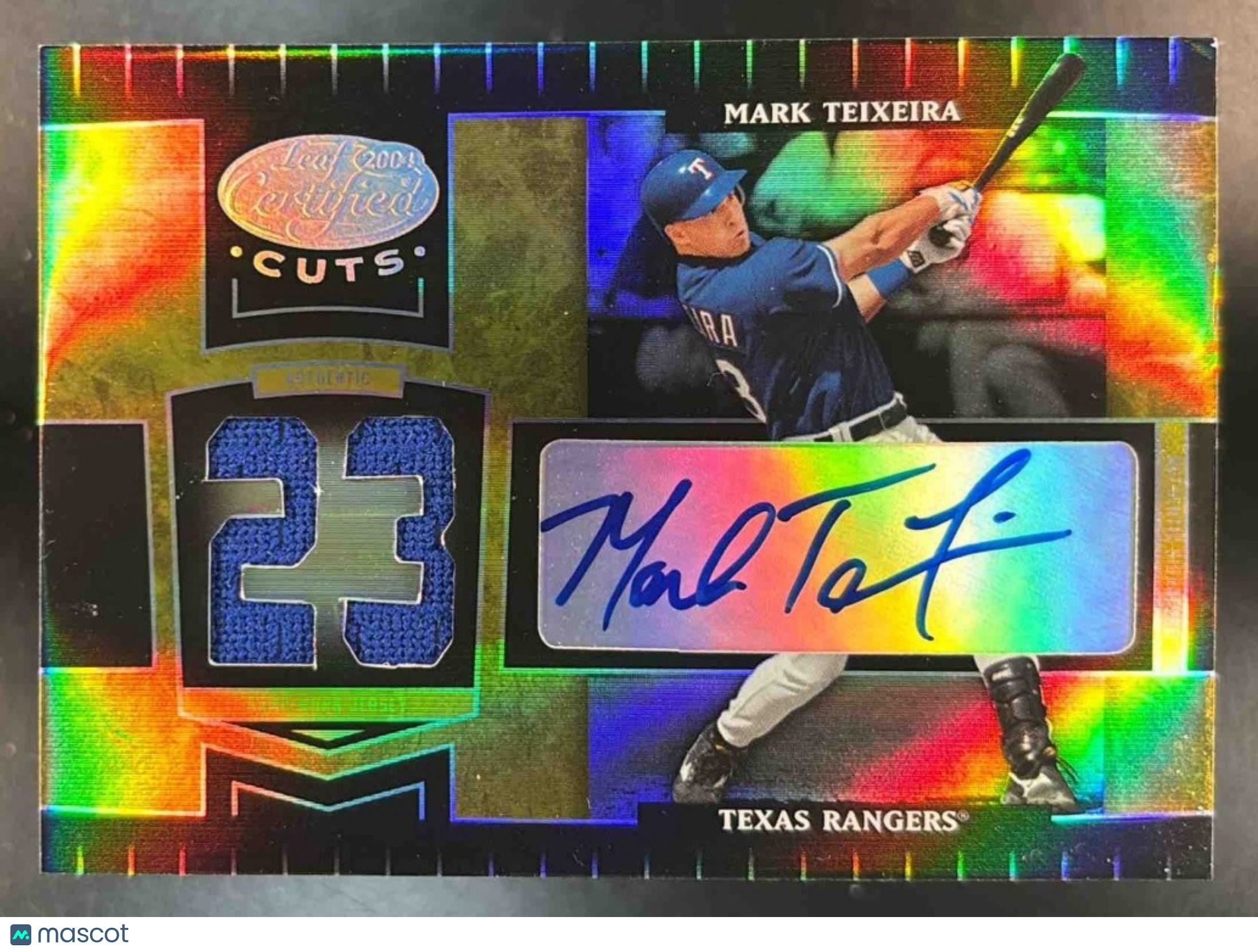 2004 Leaf Certified Cuts Mark Teixeira Patch Auto /23 #187 MEM Auto Texas Ranger - Sports Cards
