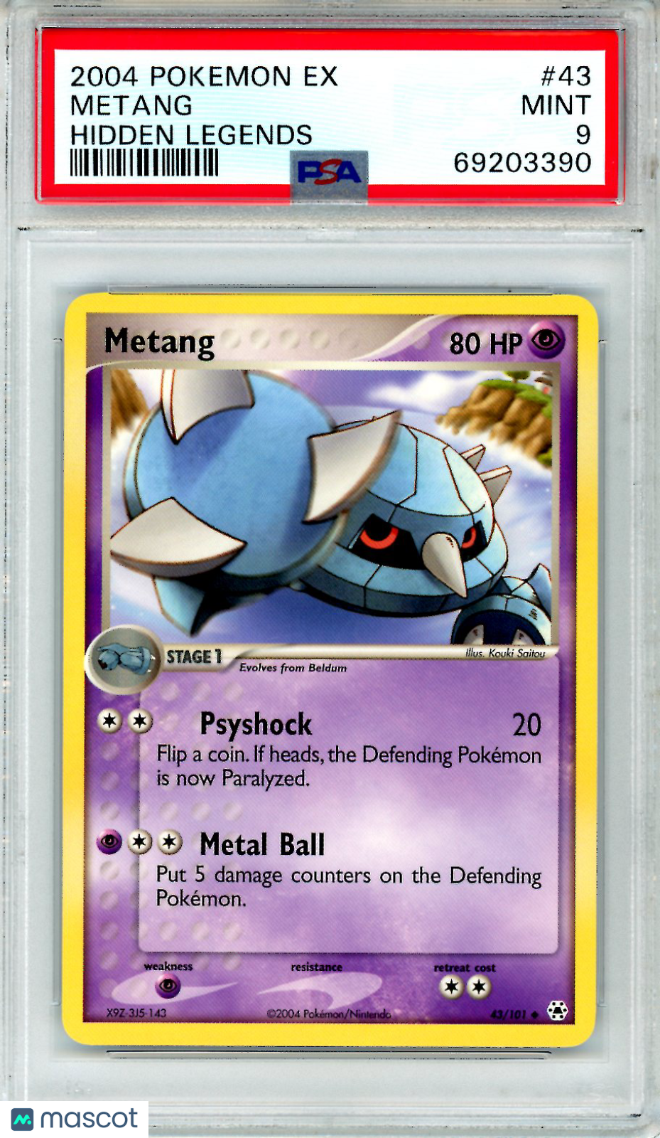 2004 Pokemon EX Hidden Legends Metang #43 PSA 9 MINT - Graded TCG/CCG