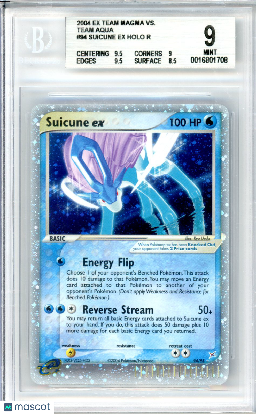 2004 Pokemon EX Team Magma vs. Team Aqua Suicune EX HOLO R #94 Low Pop BGS 9 - Graded Sports Cards