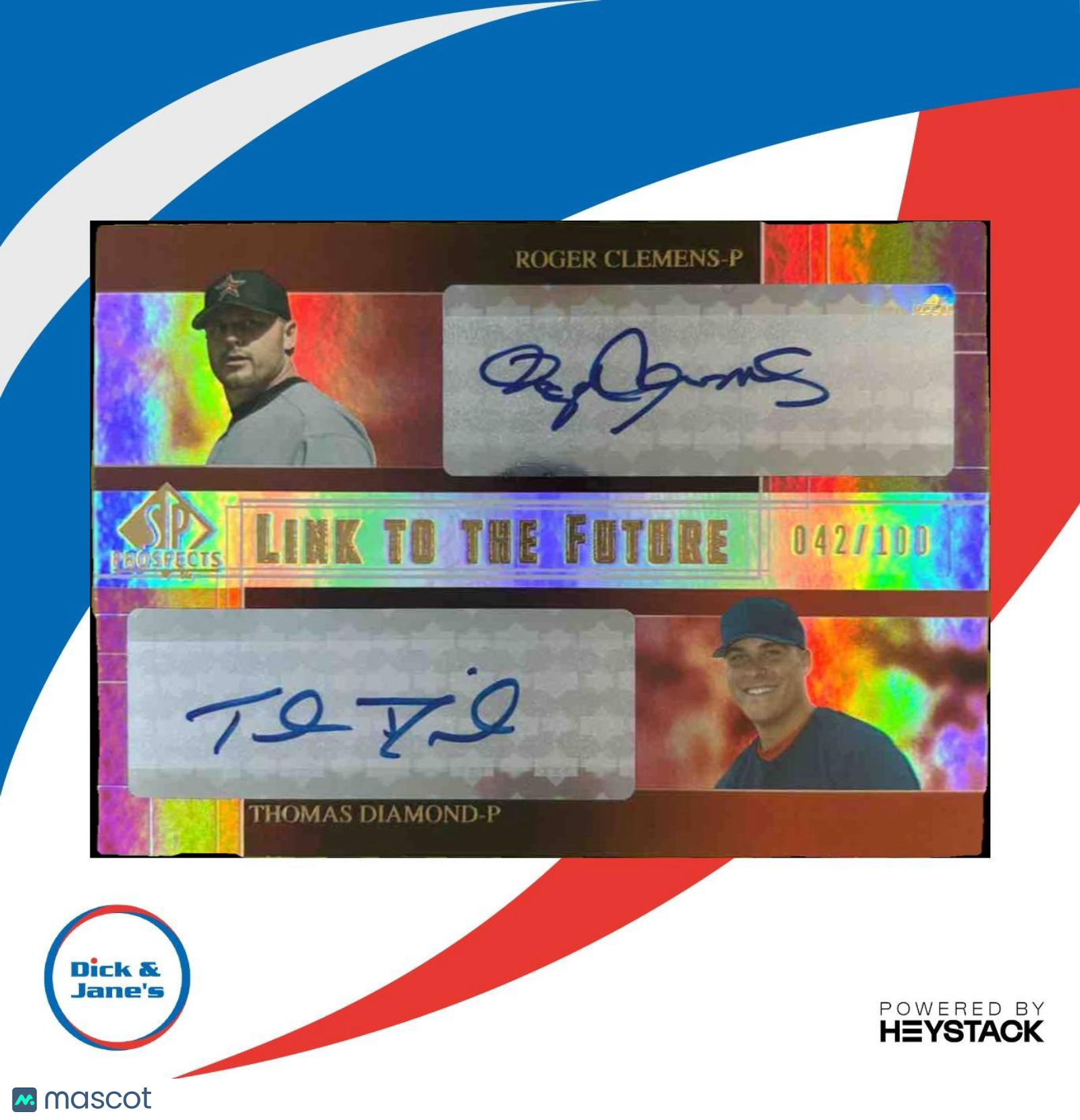 2004 SP Prospects Roger Clemens Thomas Diamond Link to the Future Dual Auto /100 - Sports Cards