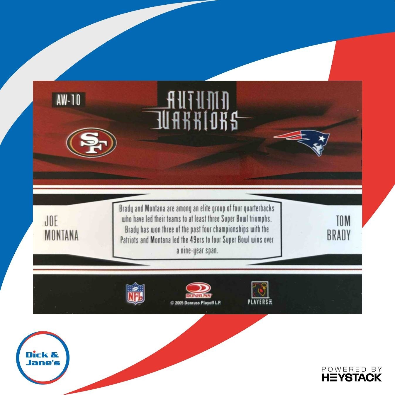 2005 Donruss Zenith Joe Montana Tom Brady Autumn Warriors Silver #AW-10 - Sports Cards