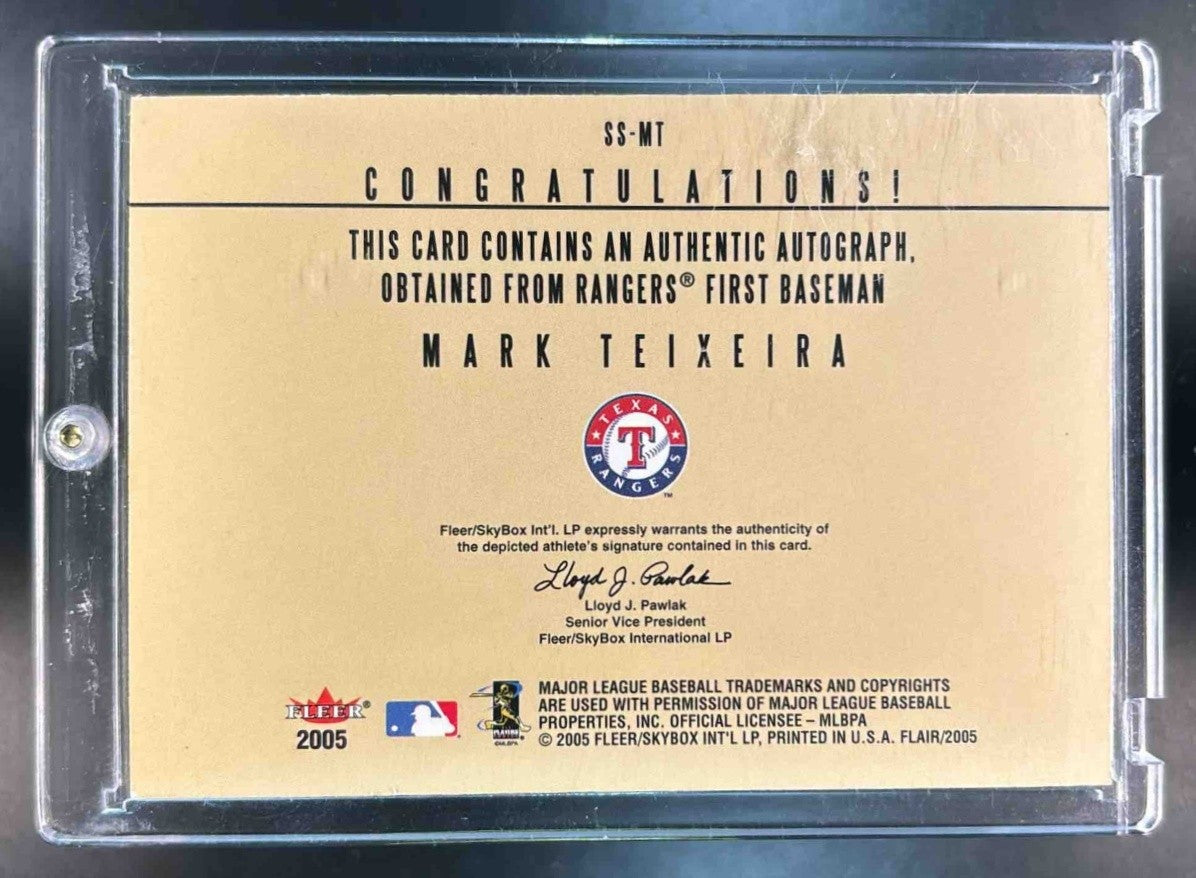 2005 Fleer Flair Mark Teixeira Significant Signings Blue /160 Auto Texas Rangers - Sports Cards