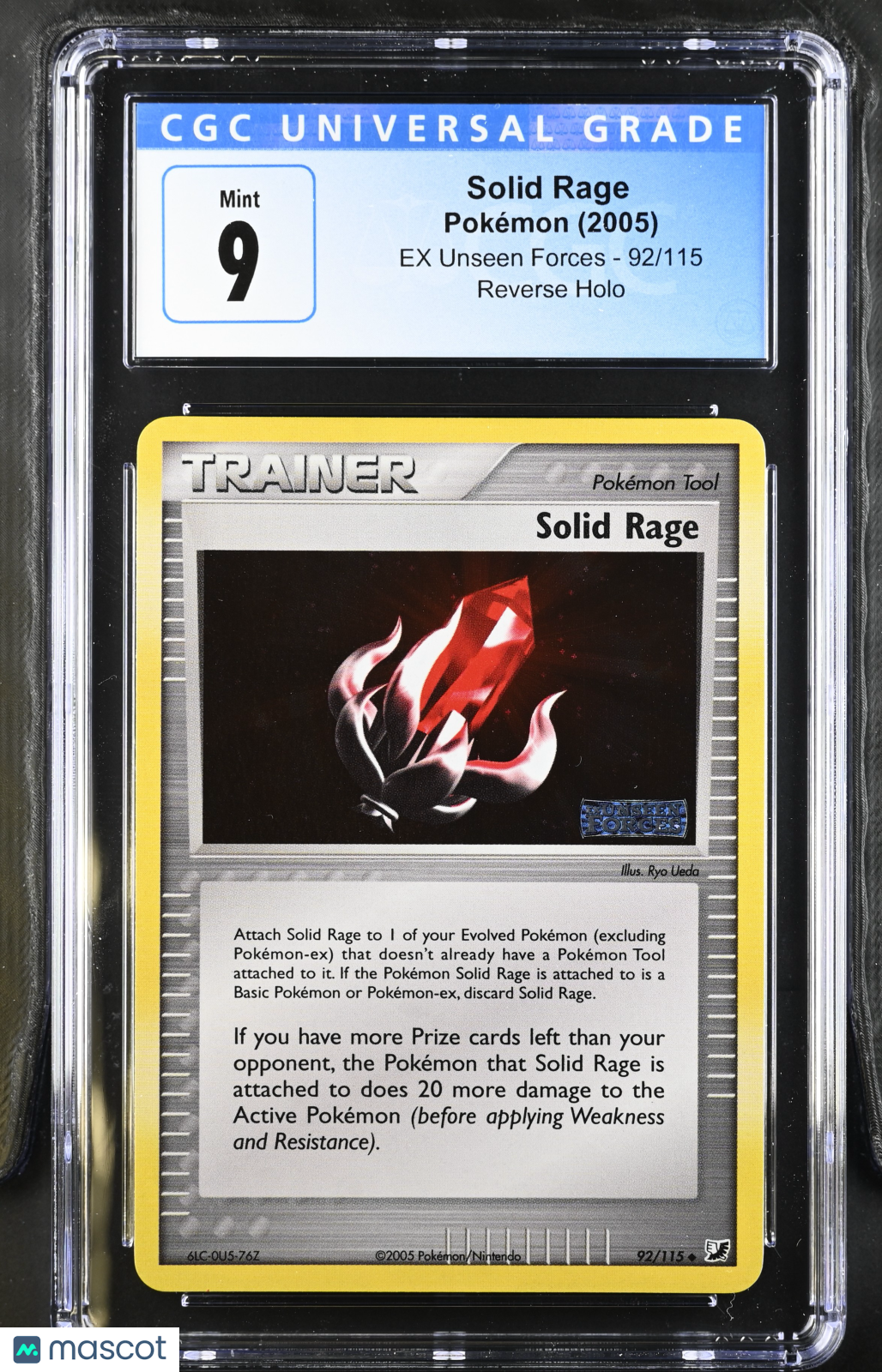 2005 Pokémon EX Unseen Forces Solid Rage #92/115 Prerelease CGC 9 - Graded TCG/CCG
