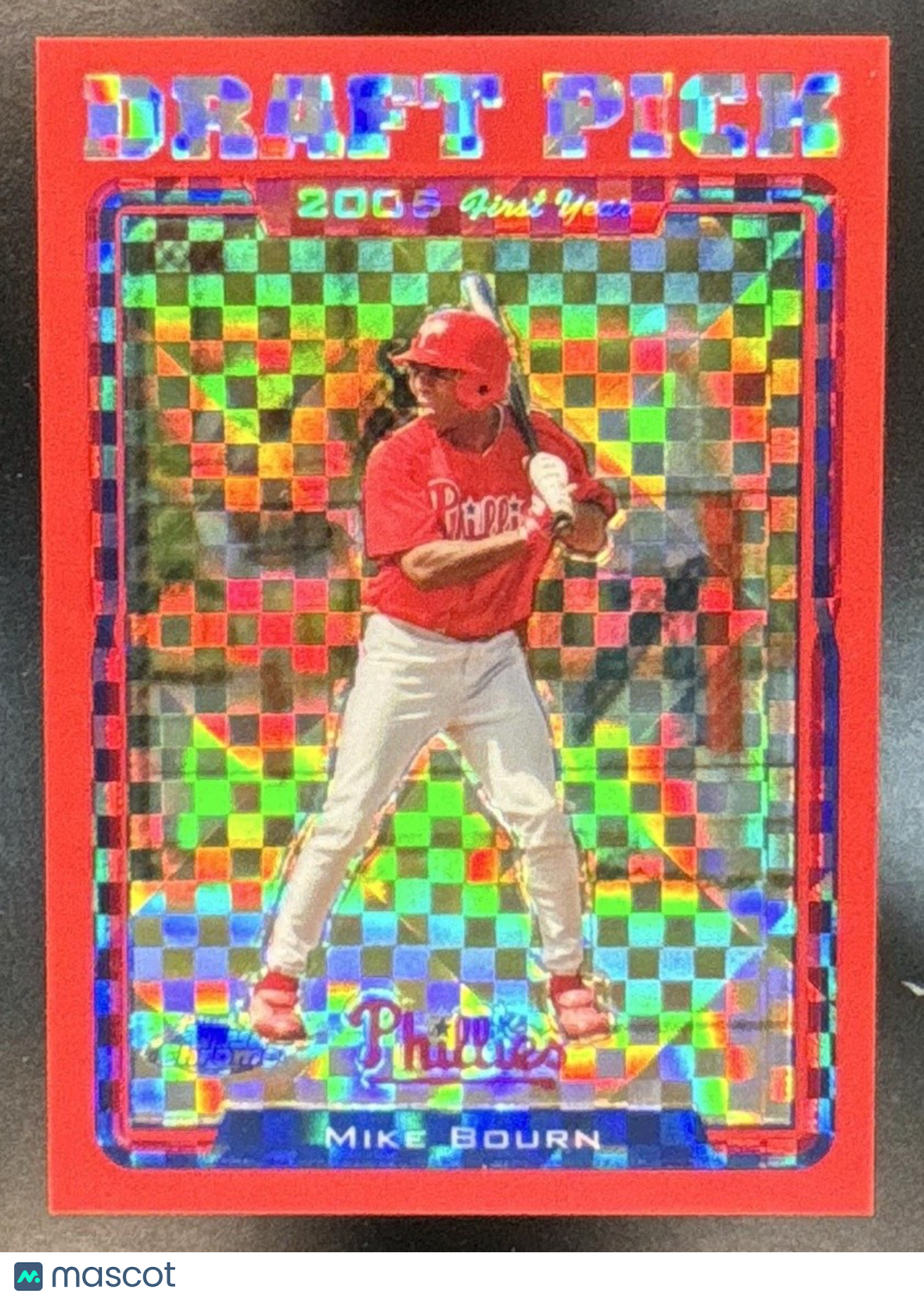 2005 Topps Chrome Mike Bourn Red X Fractors /25 #471 RC Philadelphia Phillies - Sports Cards