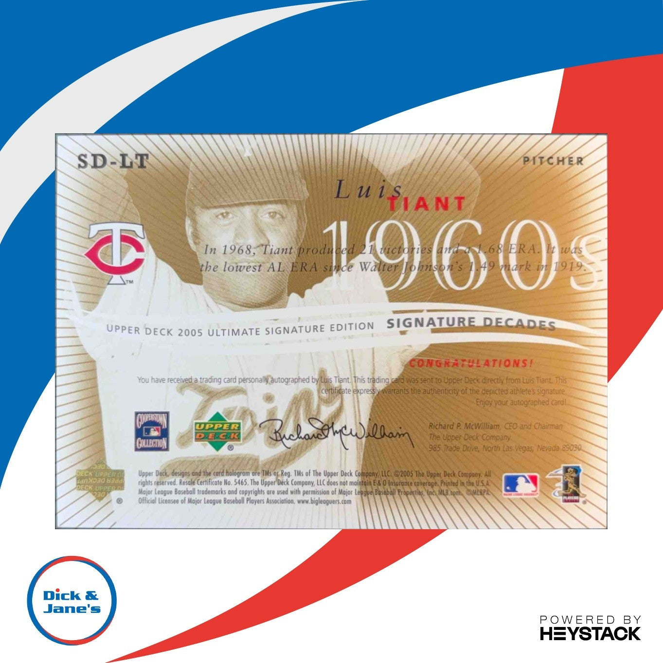 2005 Ultimate Signature Decades #LT Luis Tiant Autographs Minnesota Twins - Sports Cards
