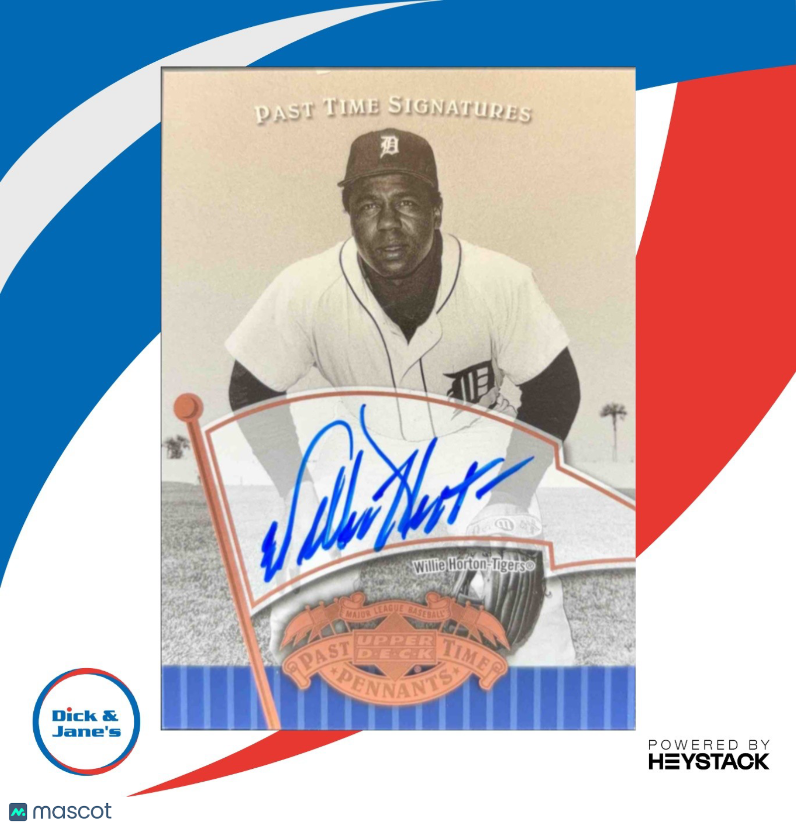 2005 Upper Deck Past Time Pennants Willie Horton Signatures Bronze Auto Tigers - Sports Cards