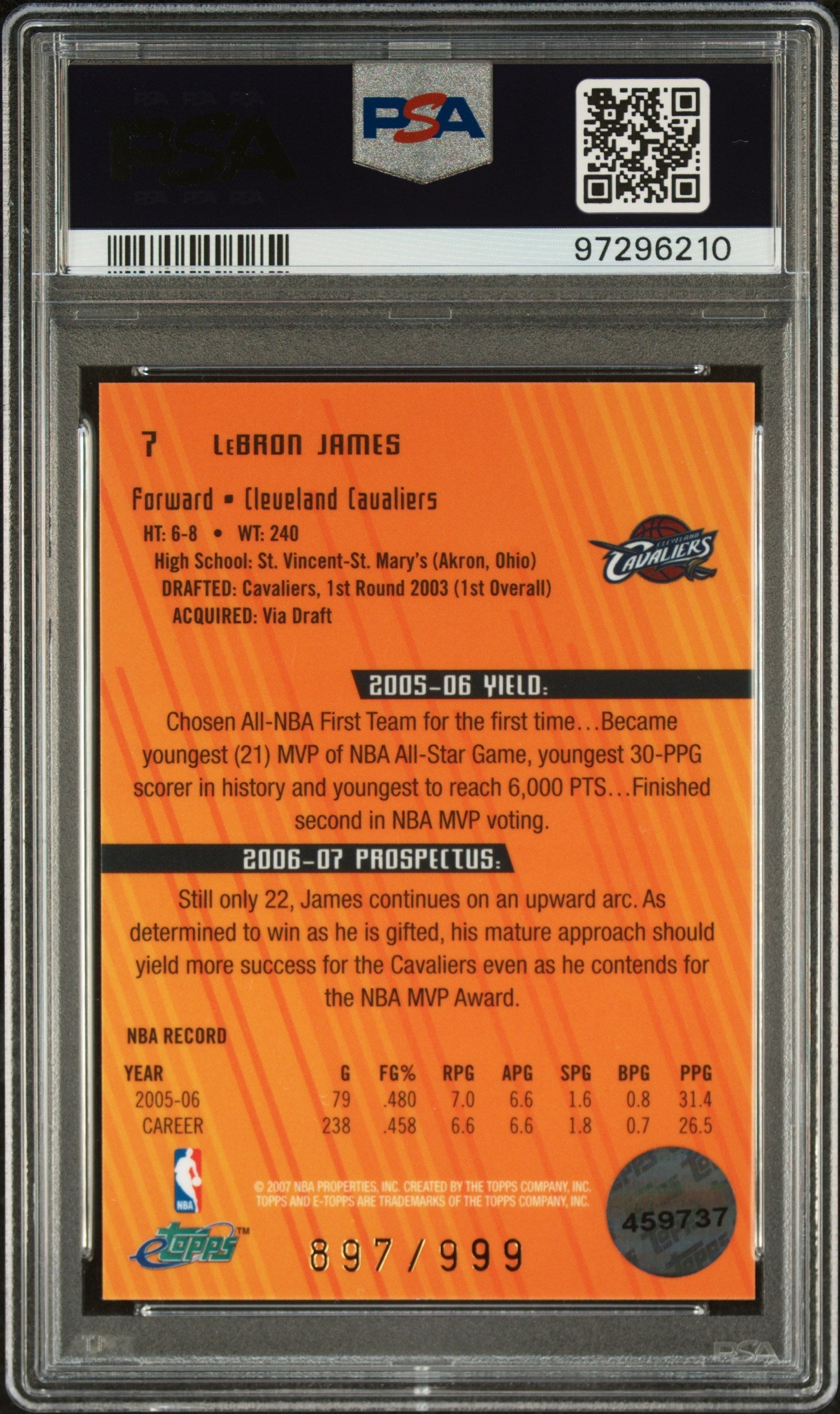 2006 Etopps LeBron James #7 PSA 9 - Graded Sports Cards