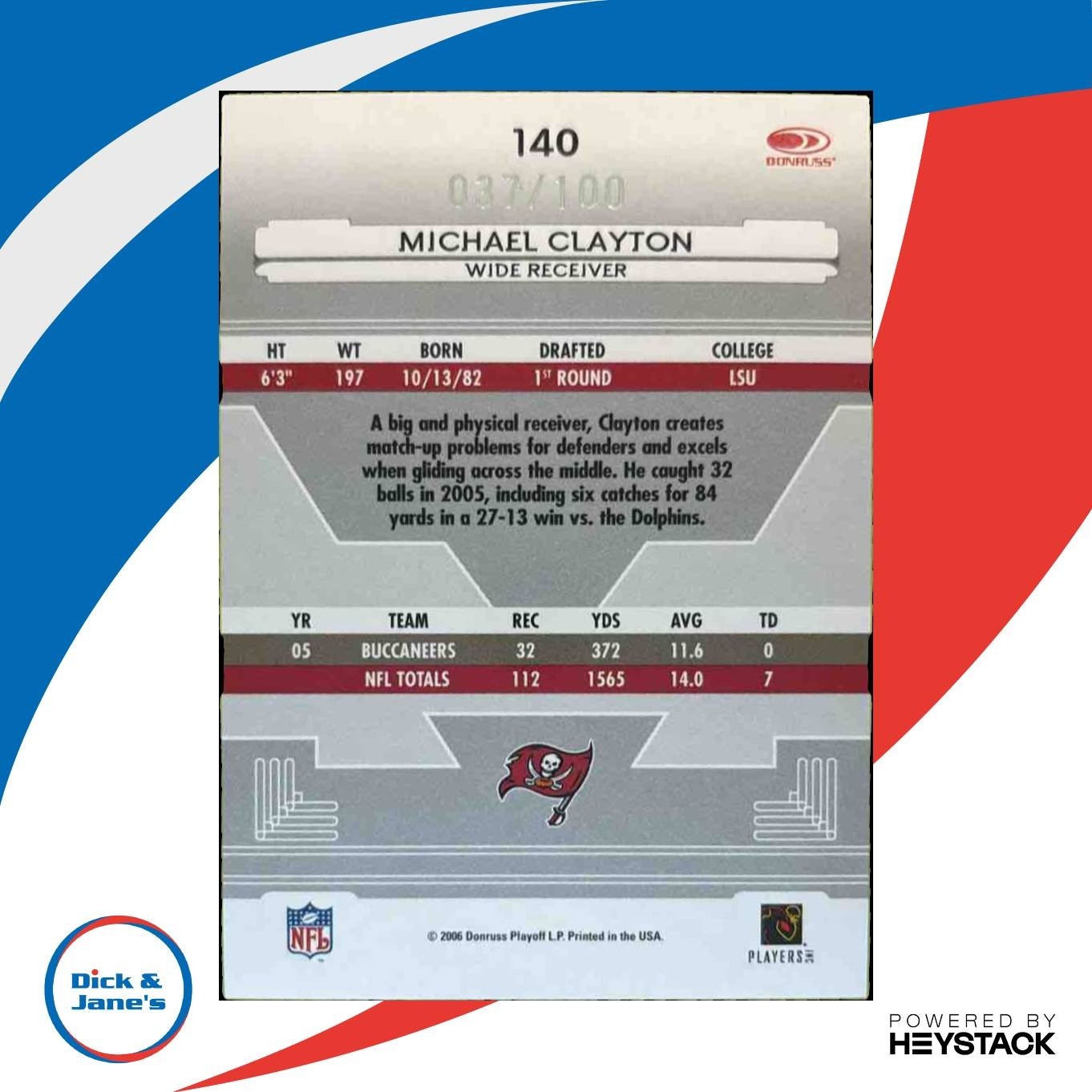 2006 Leaf Certified Materials Michael Clayton Mirror Red /100 #140 Buccaneers - Sports Cards