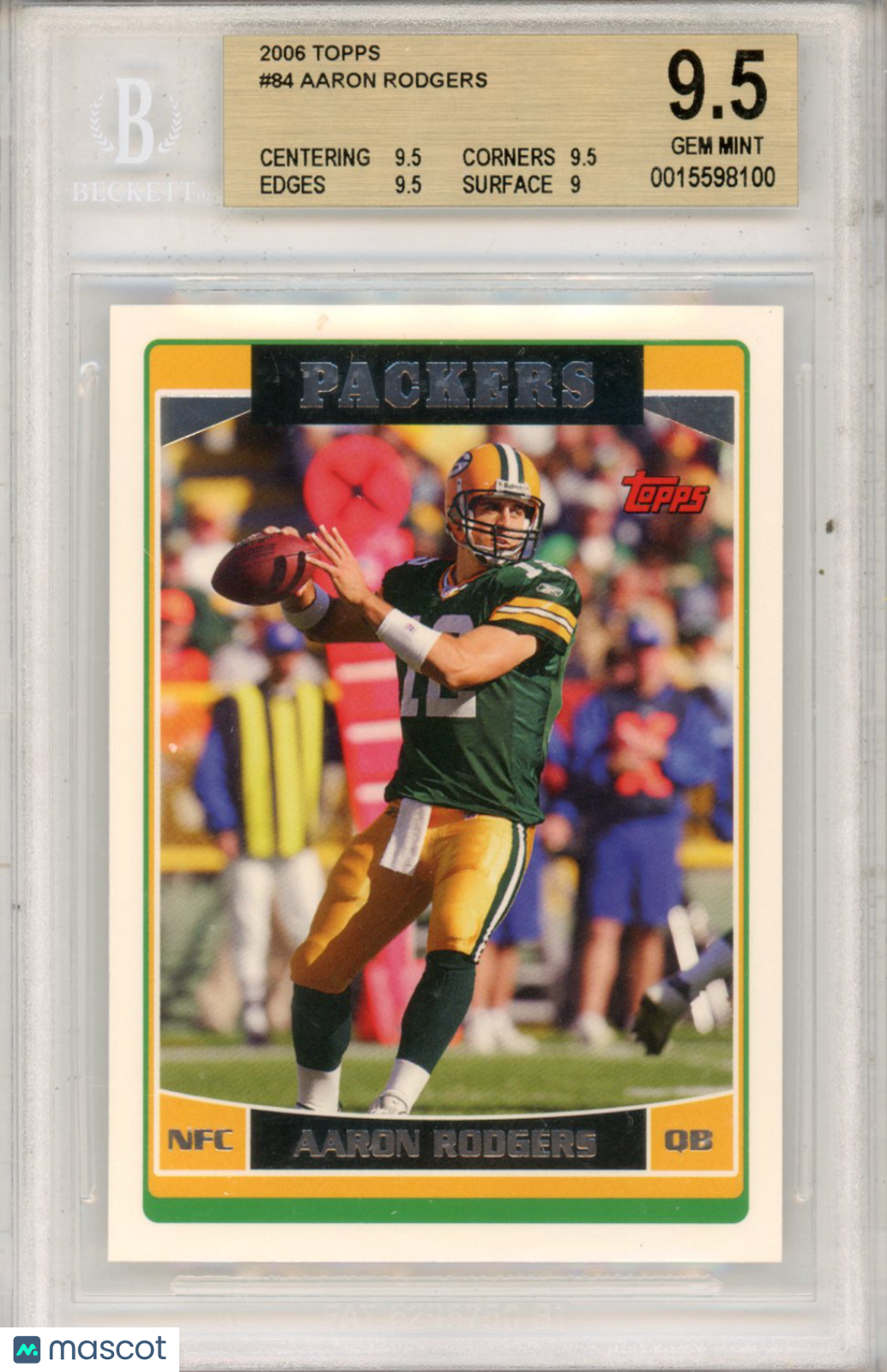 2006 Topps Aaron Rodgers #84 BGS 9.5 GEM MINT Green Bay Packers - Graded Sports Cards