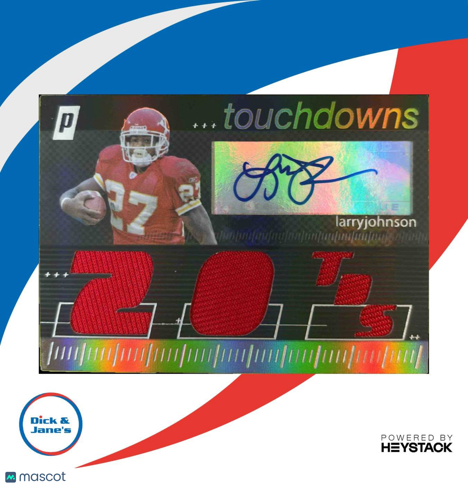 2006 Topps Paradigm Larry Johnson Career Highs TDs Triple Jersey Auto 98/99 KC - Sports Cards