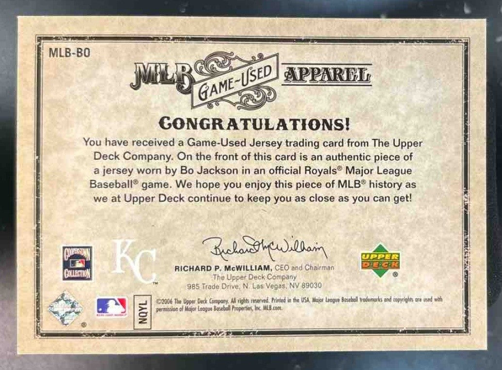 2006 Upper Deck Artifacts Bo Jackson Game Used Apparel Gold /150 MEM Royals - Sports Cards