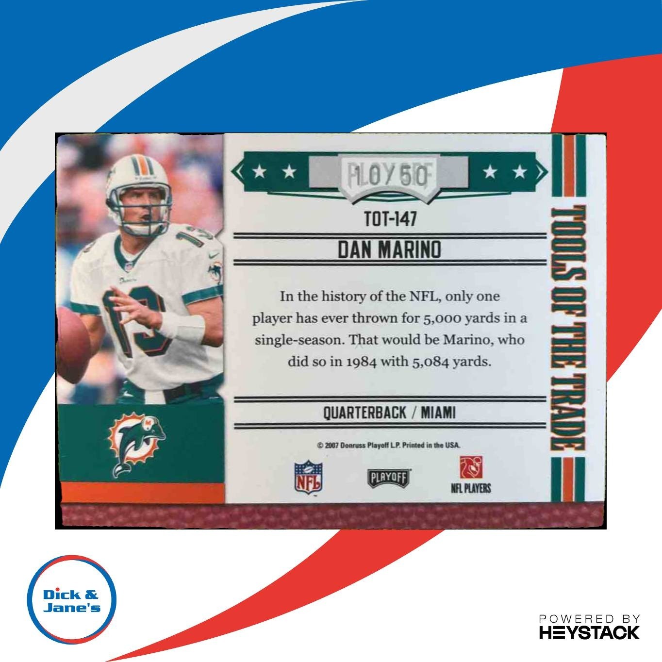 2007 Absolute Memorabilia Dan Marino Tools of the Trade Black /50 #147 Dolphins - Sports Cards