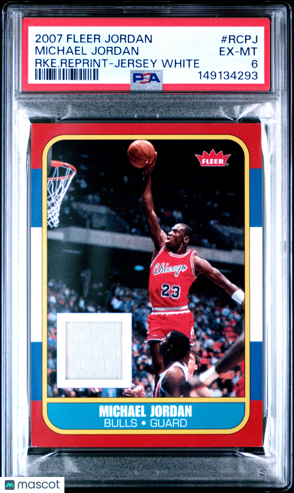 2007 Fleer Jordan Rookie Reprint Michael Jordan RKE. Reprint Jersey White PSA 6 - Graded Sports Cards