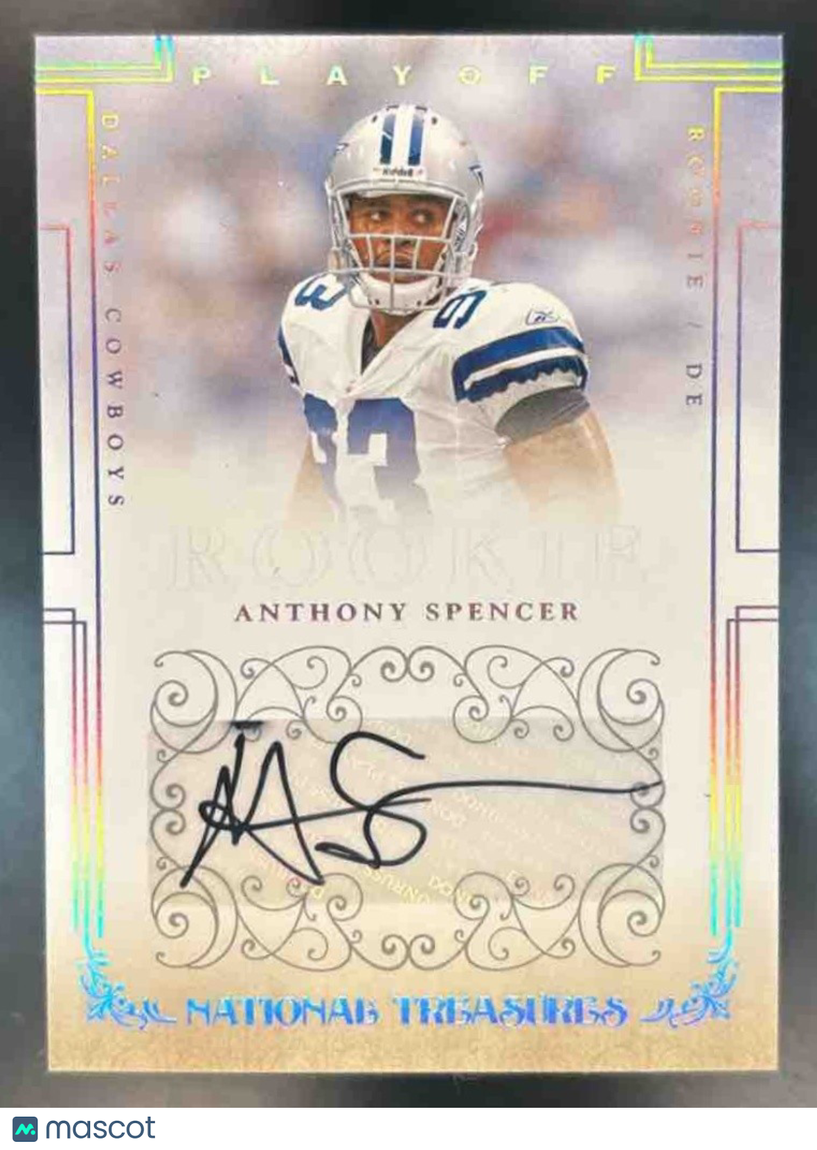 2007 Playoff National Treasures Anthony Spencer /299 #195 Auto RC Dallas Cowboys - Sports Cards