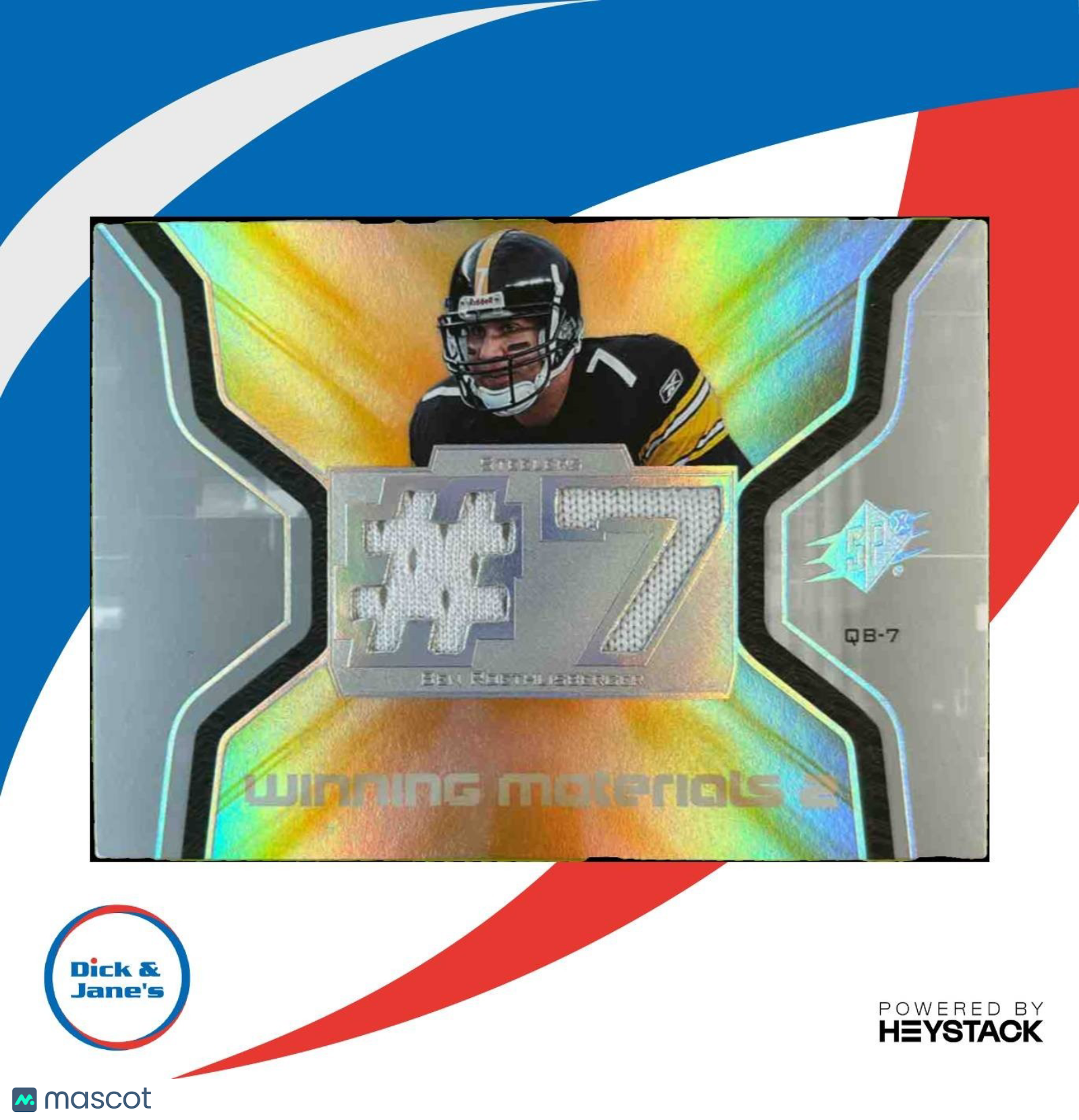 2007 SPx Ben Roethlisberger Winning Materials Jersey MEM Pittsburgh Steelers - Sports Cards