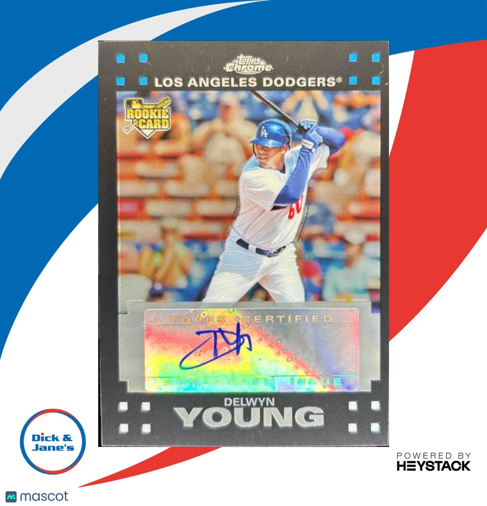 2007 Topps Chrome Delwyn Young #337 Auto Los Angeles Dodgers - Sports Cards