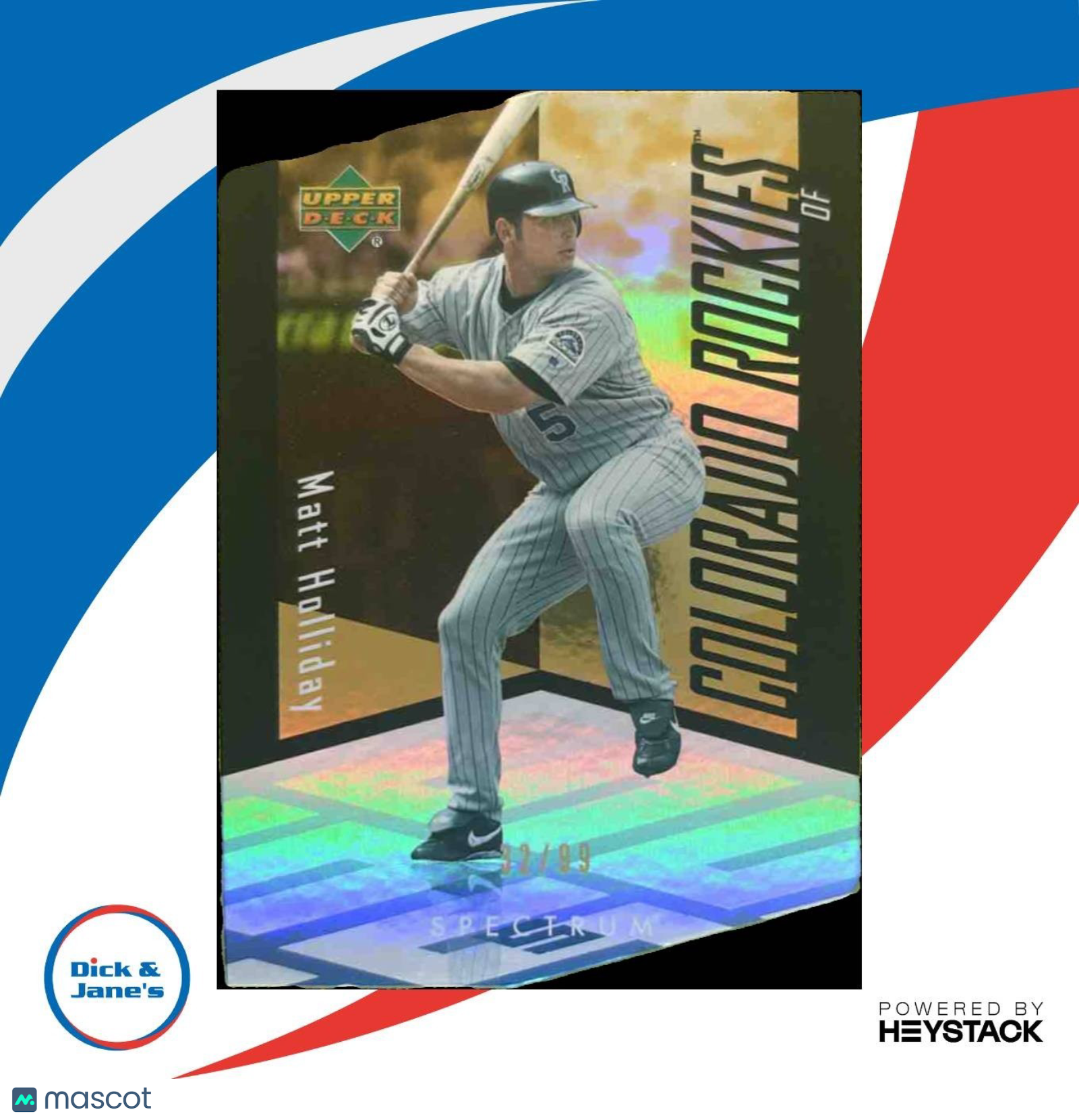 2007 Upper Deck Spectrum Matt Holliday Die Cut Gold /99 #63 Colorado Rockies - Sports Cards
