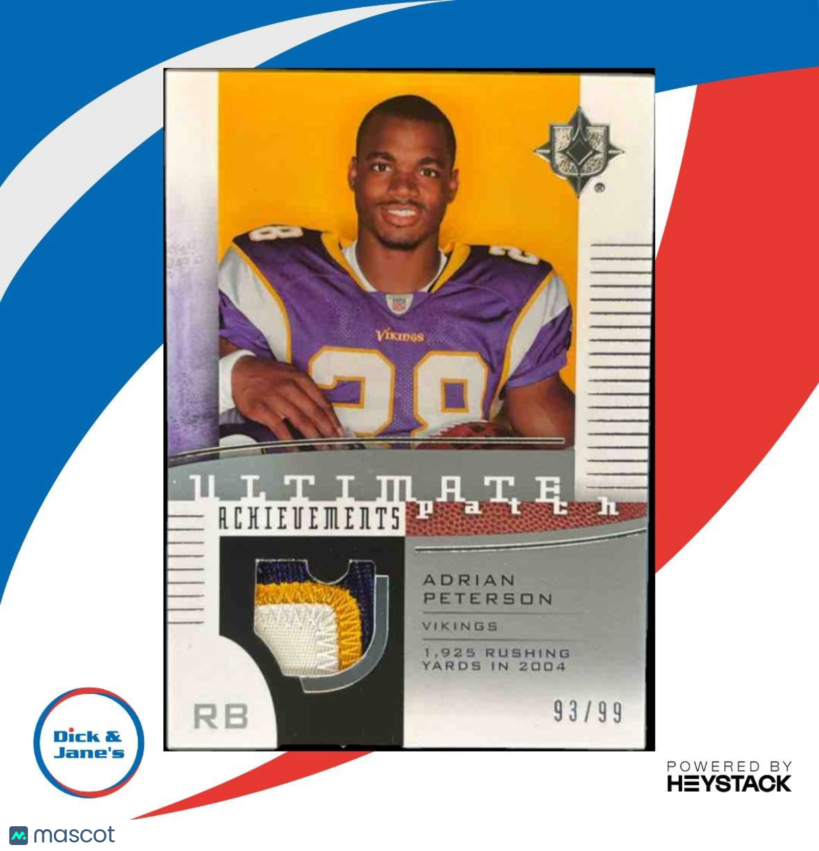 2007 Upper Deck Ultimate Collection Adrian Peterson Achievement Patches /99 RC - Sports Cards
