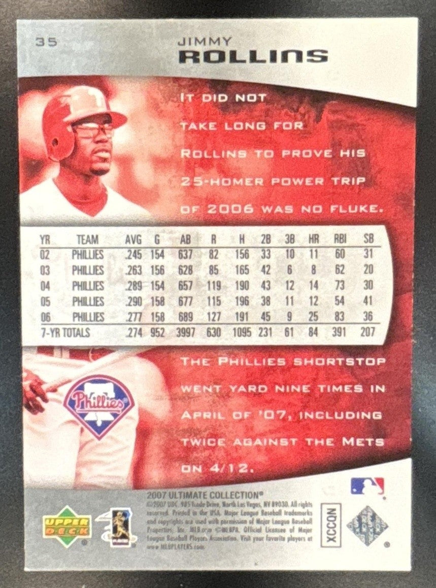 2007 Upper Deck Ultimate Collection Jimmy Rollins /450 #35 Philadelphia Phillies - Sports Cards